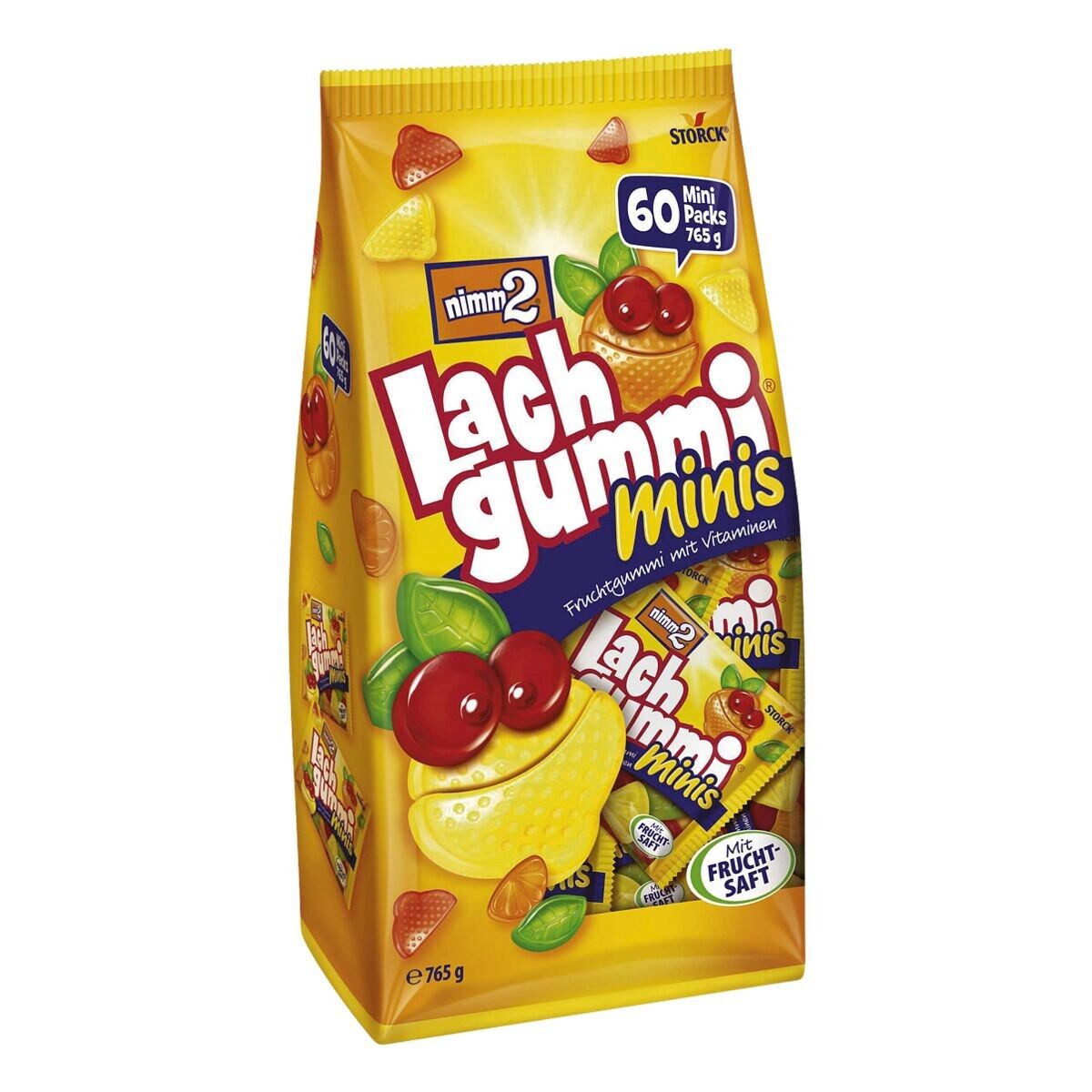 NIMM2 Süßigkeit nimm2 Lachgummi minis, Fruchtgummi, 765 g (60 Portionsbeutel)