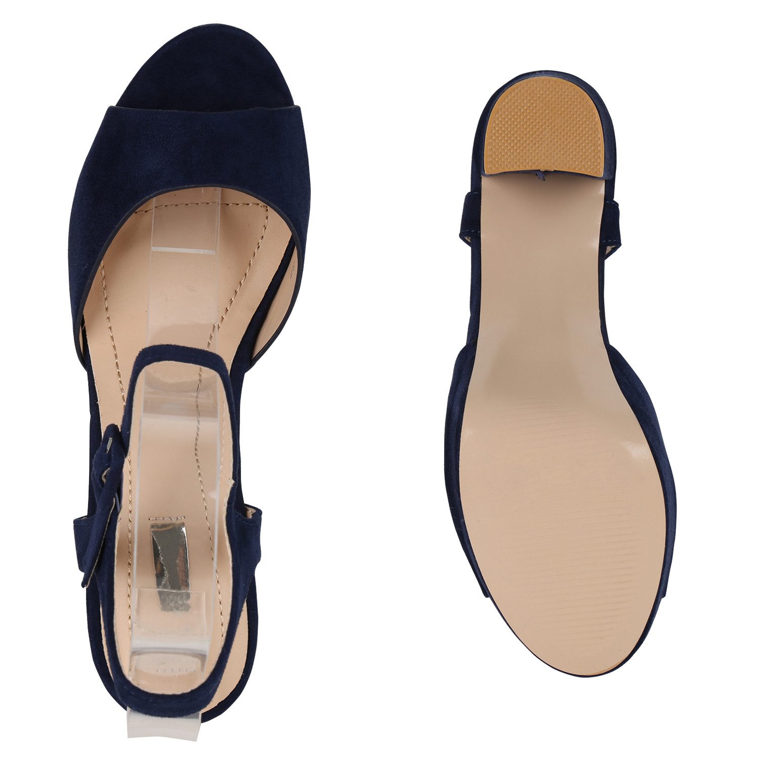 VAN HILL 826158 Plateausandaletten Damen Plateau Sandaletten Blockabsatz Party High Heels