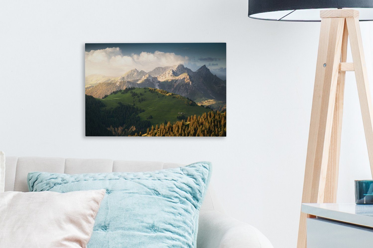 Blick Alpen, St), OneMillionCanvasses® (1 Leinwandbild die Leinwandbilder, Wandbild cm Wanddeko, 30x20 Schweizer auf Aufhängefertig,