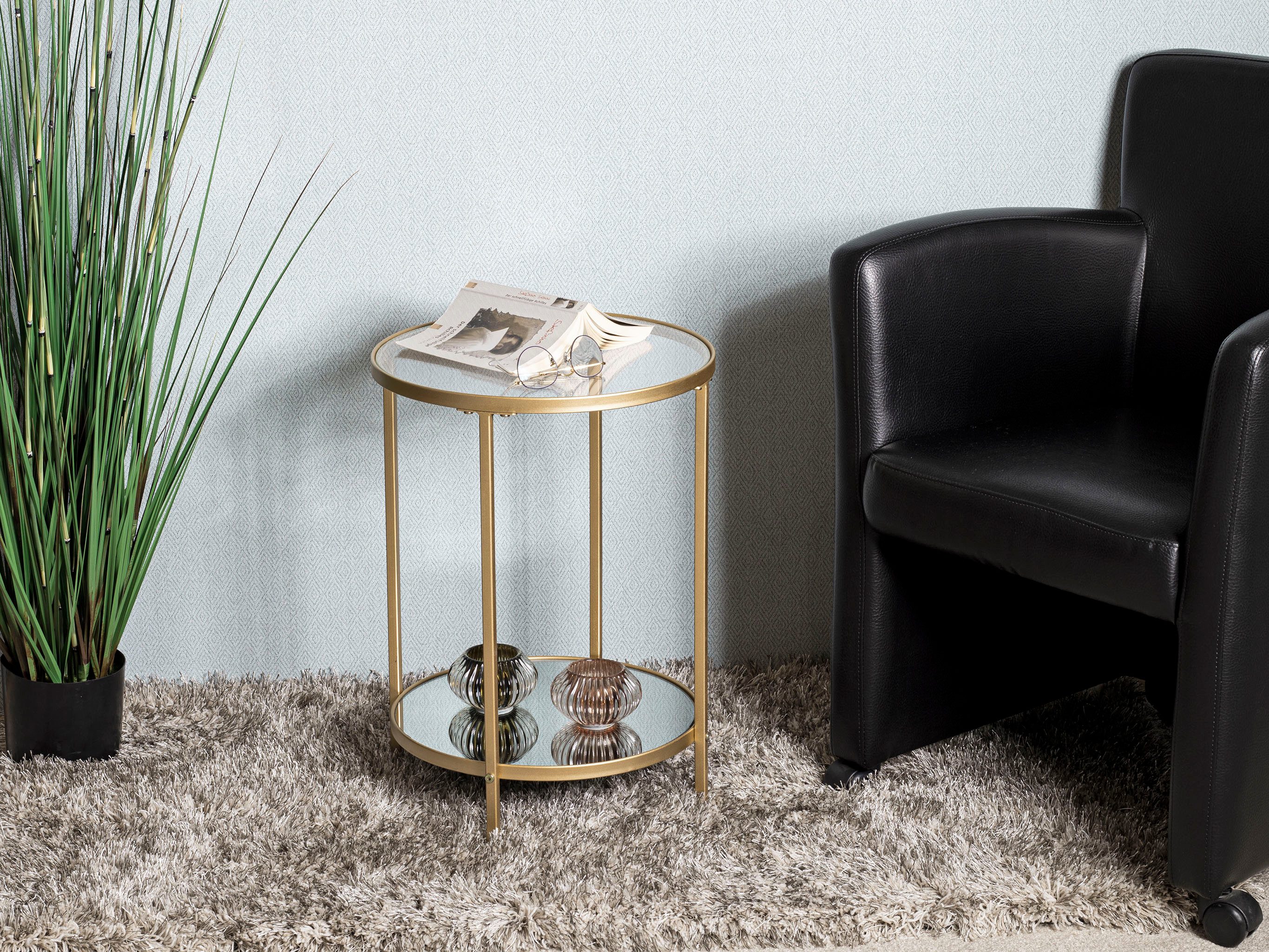 HAKU Beistelltisch Sofatisch, Wohnzimmertisch (1-St), rund - aus Metall Gold - Ø/H 39/55 cm