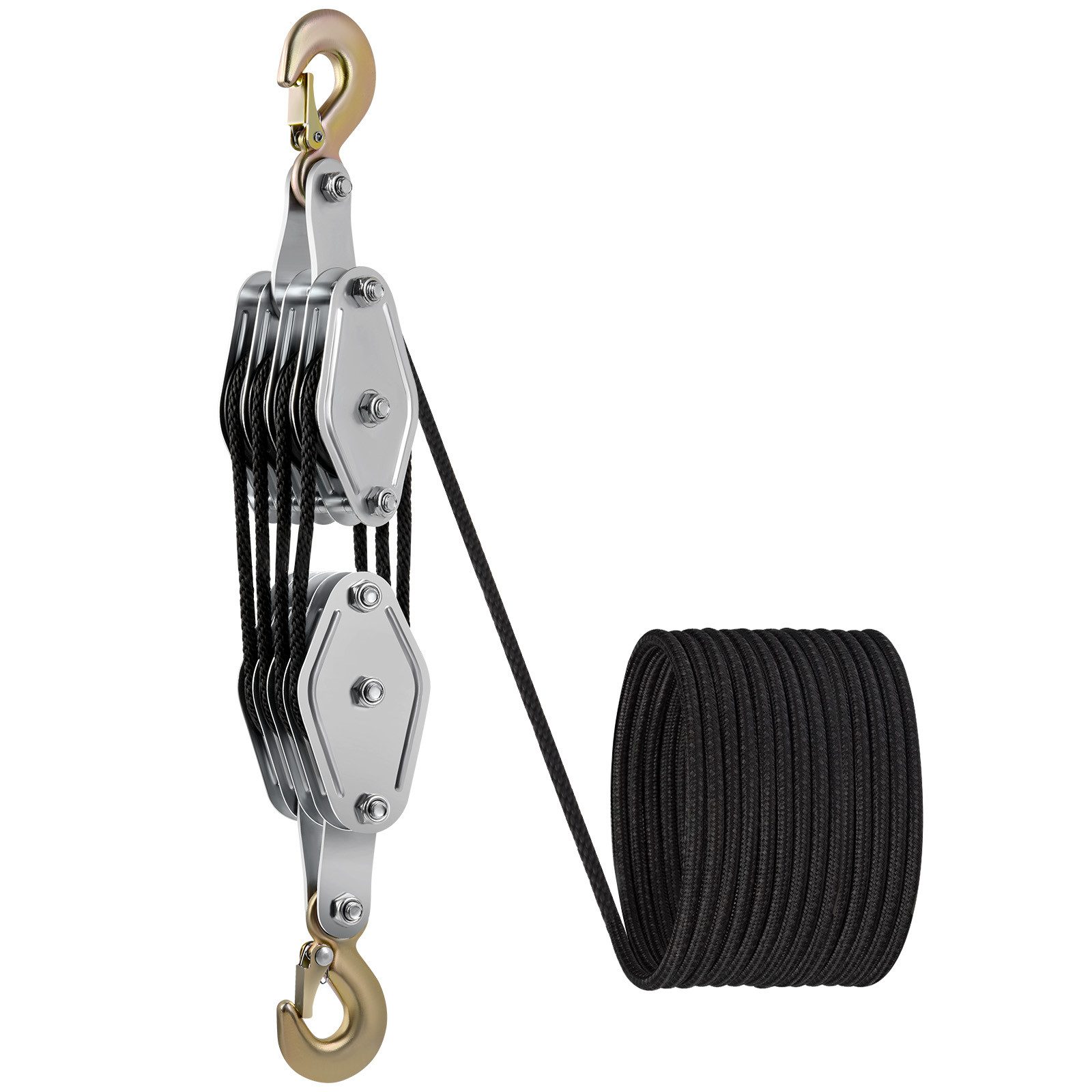 PRIISF Kettenzug Schwerlast Flaschenzug Seilzug Hebezug Lastenzug 2000kg 20m Seilwinde, (Lastenheber Handseilwinde Umlenkseil Arbeitssparender Flaschenzug, Maximale Kapazität: 2000 kg Max. Hubhöhe: 2,5 m), mit 8 Umlenkrollen und 20m Seil Transport Schwerer Lasten