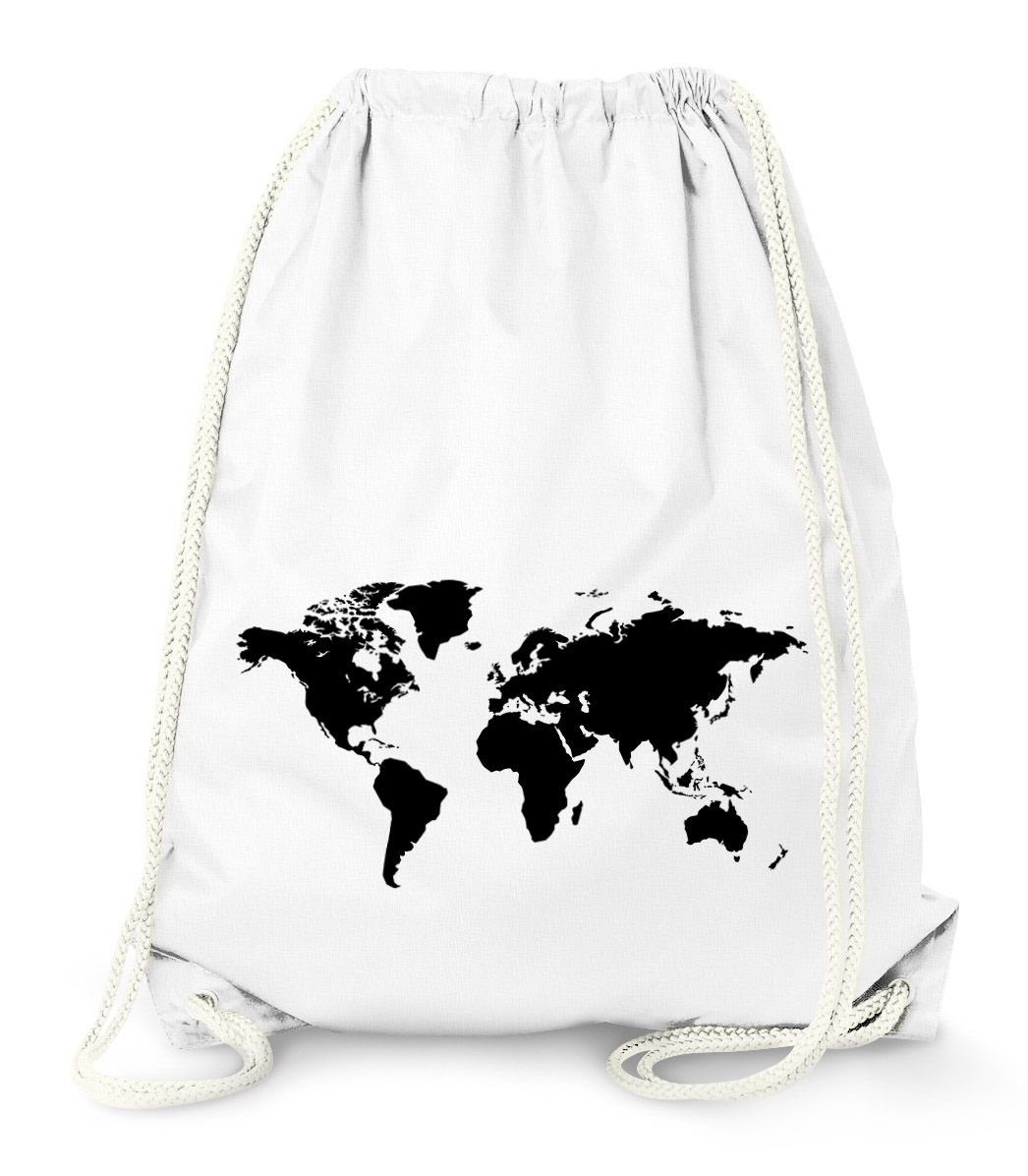 MoonWorks Turnbeutel Turnbeutel, Weltkarte World Map, Beutel Tasche Sportbeutel Gymsac Moonworks® weiß