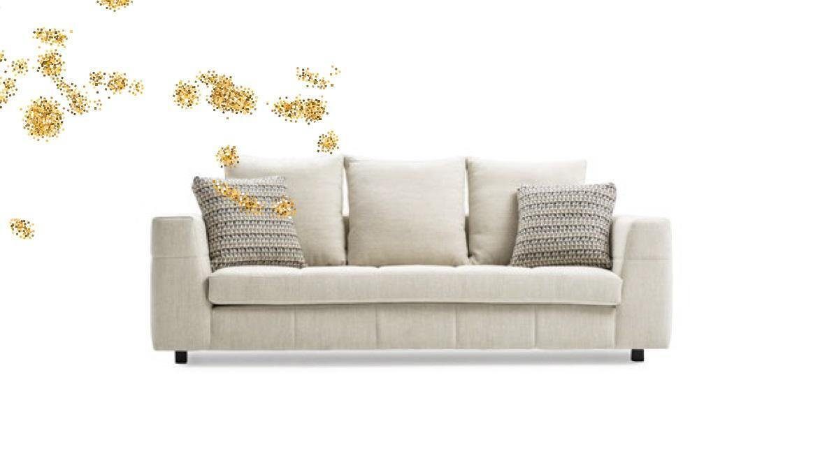 Polstersofa Sitzer Design weiß JVmoebel Sofa Textill 3 Modernes Sofas Couch 3-Sitzer