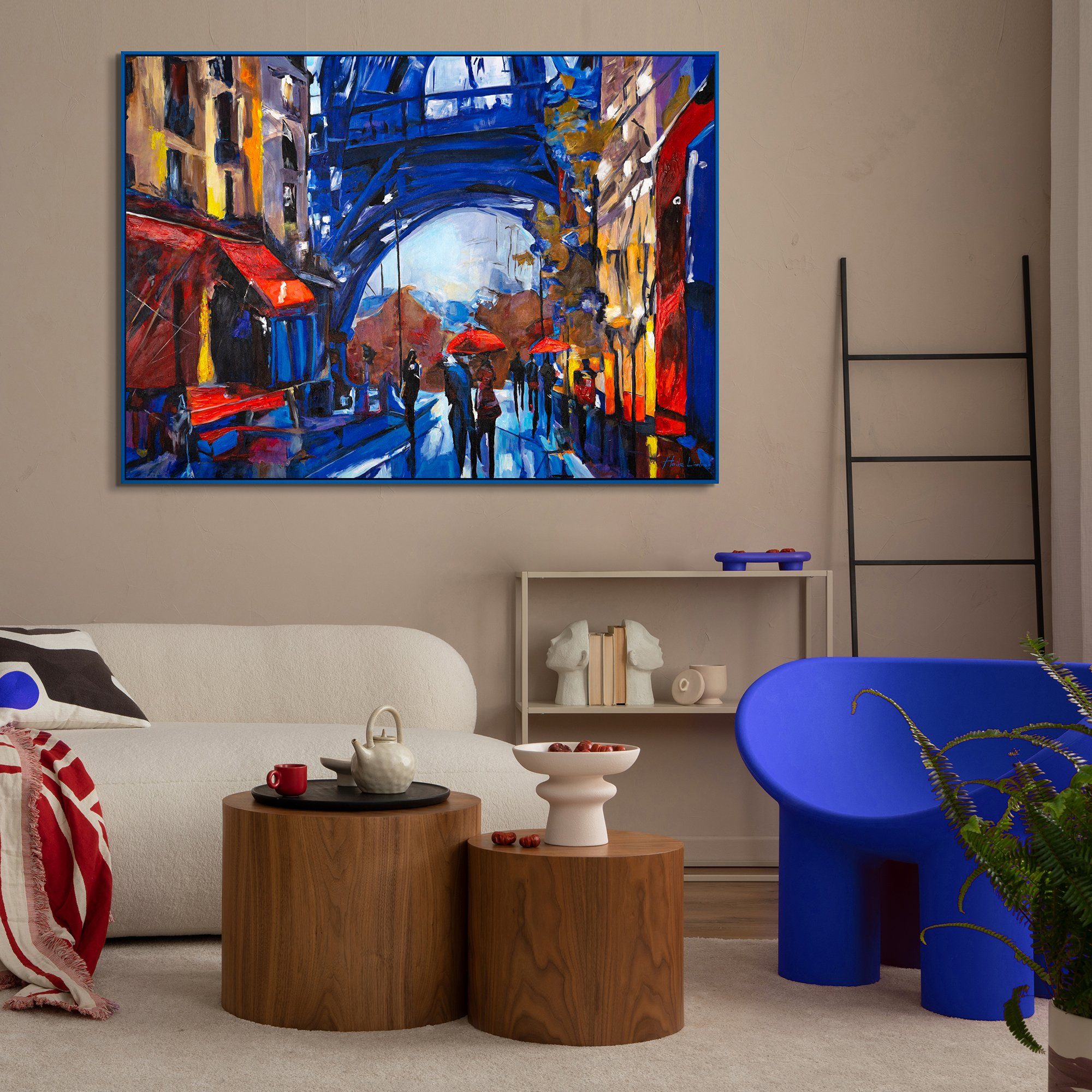 von Straßen Architektur in Mit Rahmen Gemälde Paris, Blau YS-Art