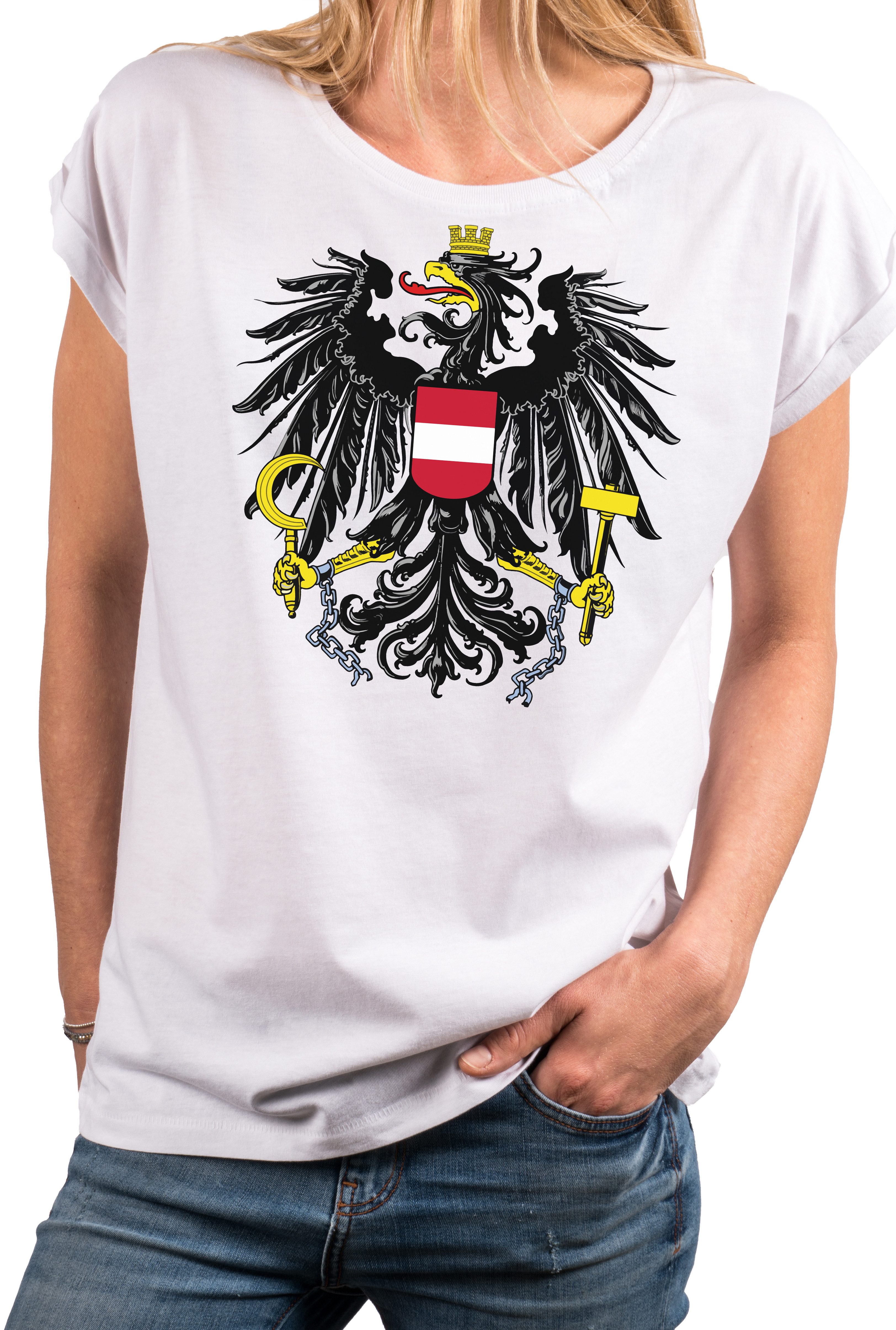 Print-Shirt Österreich Trikot Damen Fahne Adler Österreichische Flagge Frauen Top