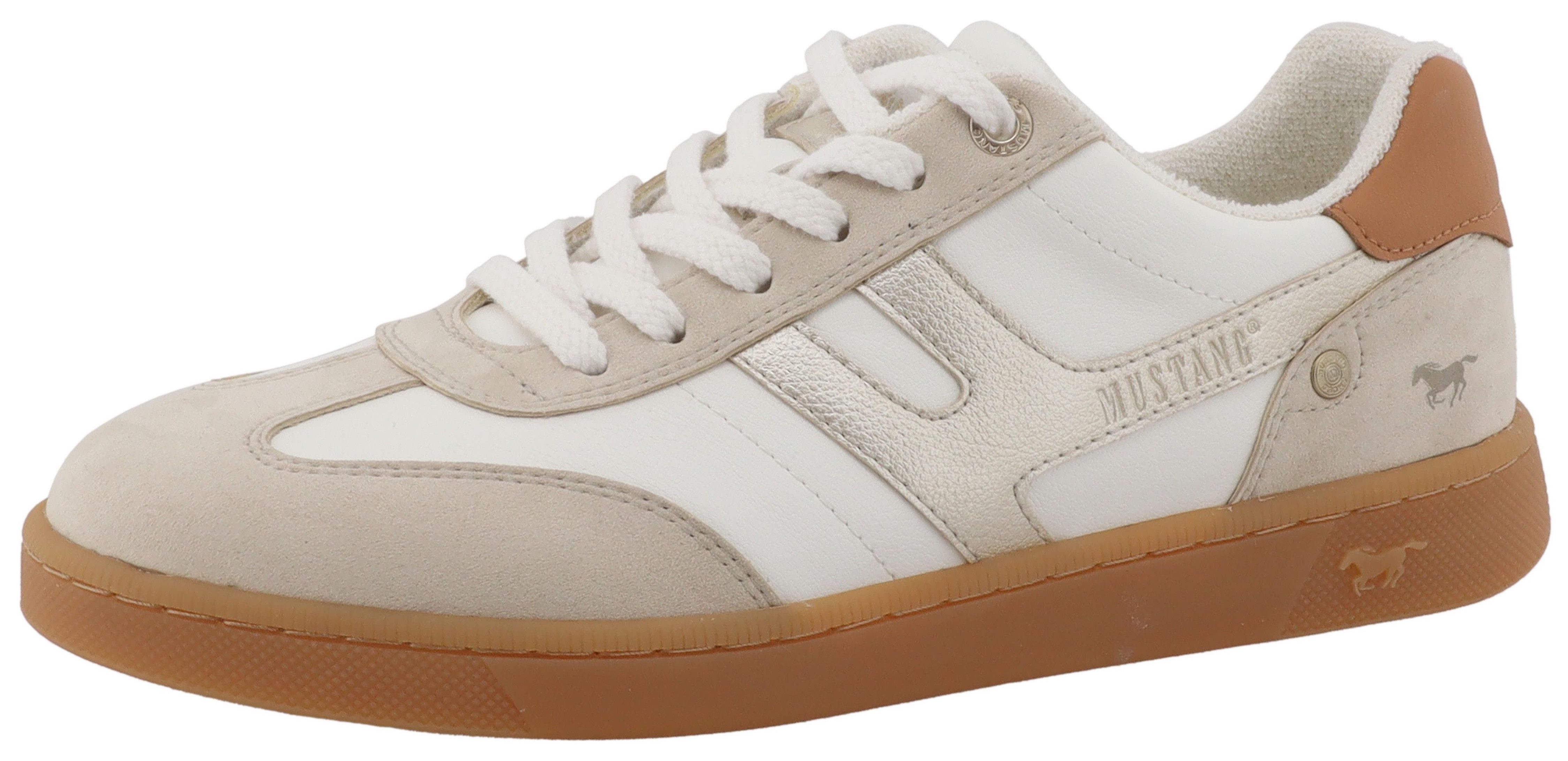 Mustang Shoes Ornella Sneaker Freizeitschuh, Halbschuh, Schnürschuh mit modischen Kontrastbesätzen