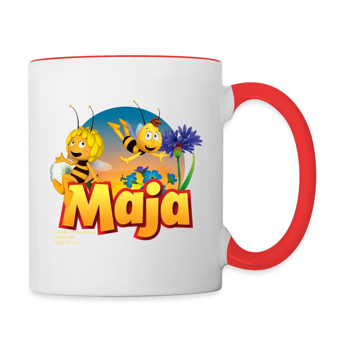 Spreadshirt Tasse Biene Maja Zusammen mit Willi Tasse Zweifarbig, Keramik