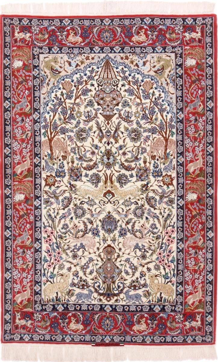 Orientteppich Isfahan Seidenkette 116x175 Handgeknüpfter Orientteppich, Nain Trading, rechteckig, Höhe: 6 mm