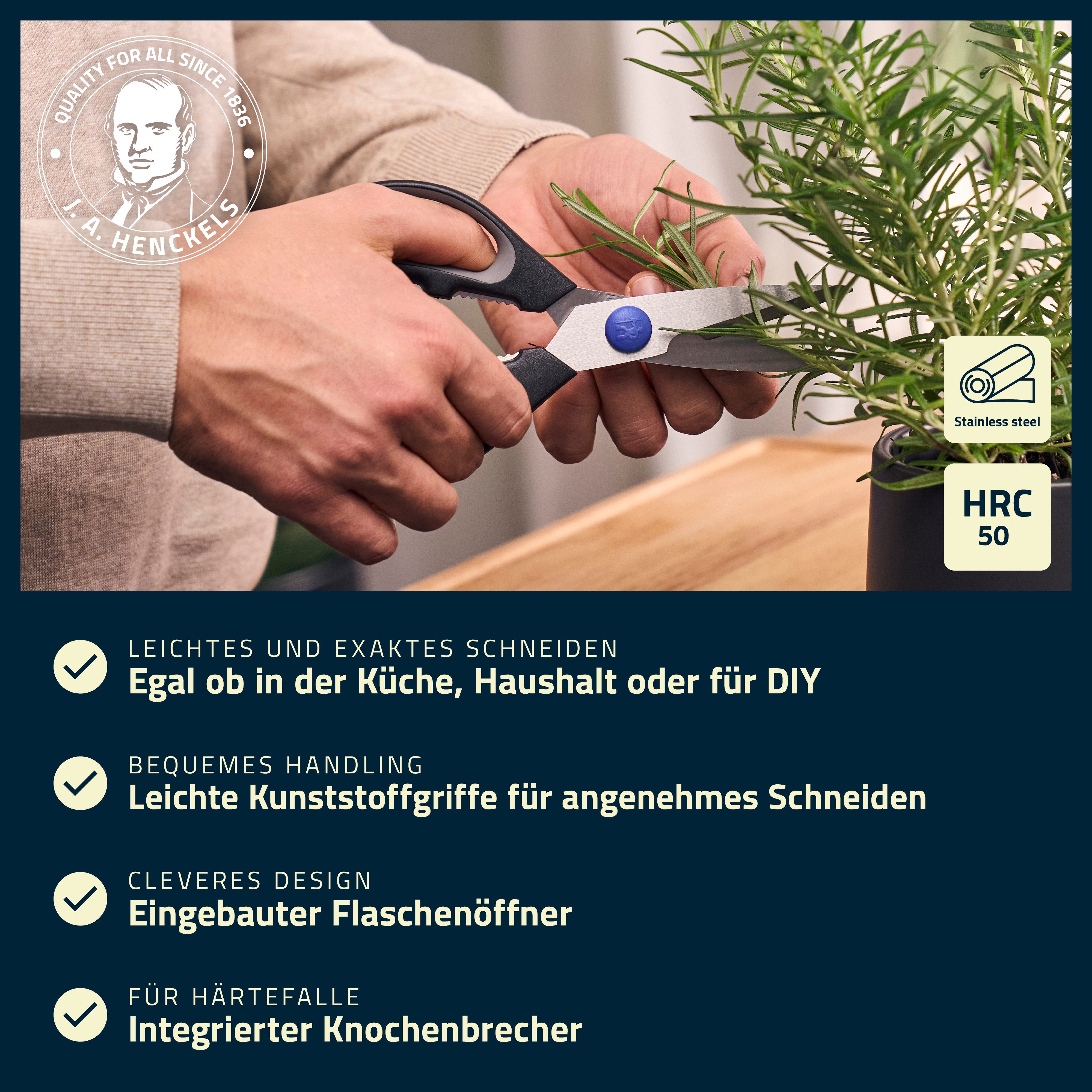 HENCKELS by ZWILLING Haushaltsschere Vielzweckschere Henckels by ZWILLING, (1-tlg), Schere aus Edelstahl, mit Flaschenöffner
