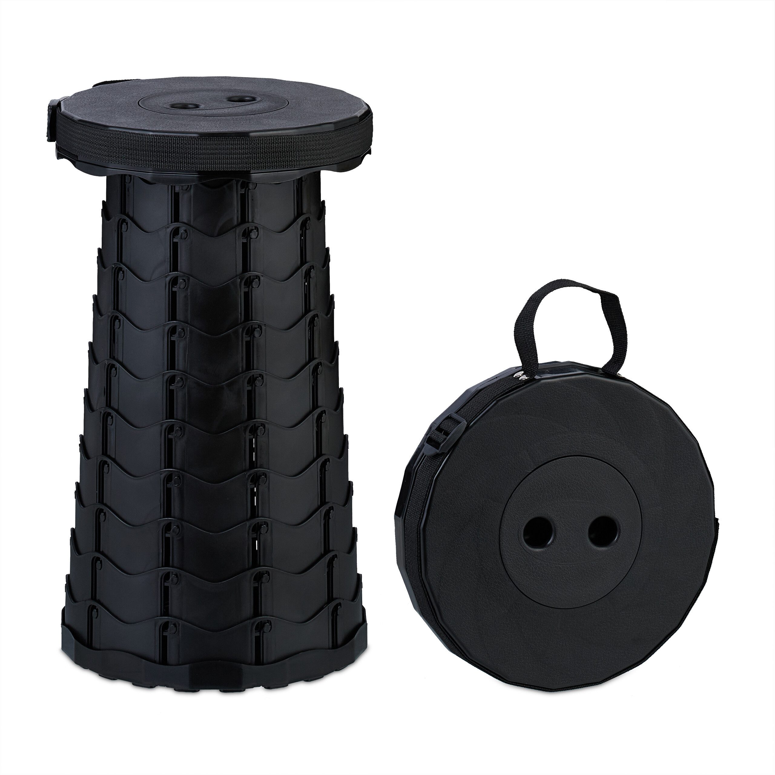 relaxdays Campinghocker Teleskophocker Camping, schwarz günstig online kaufen