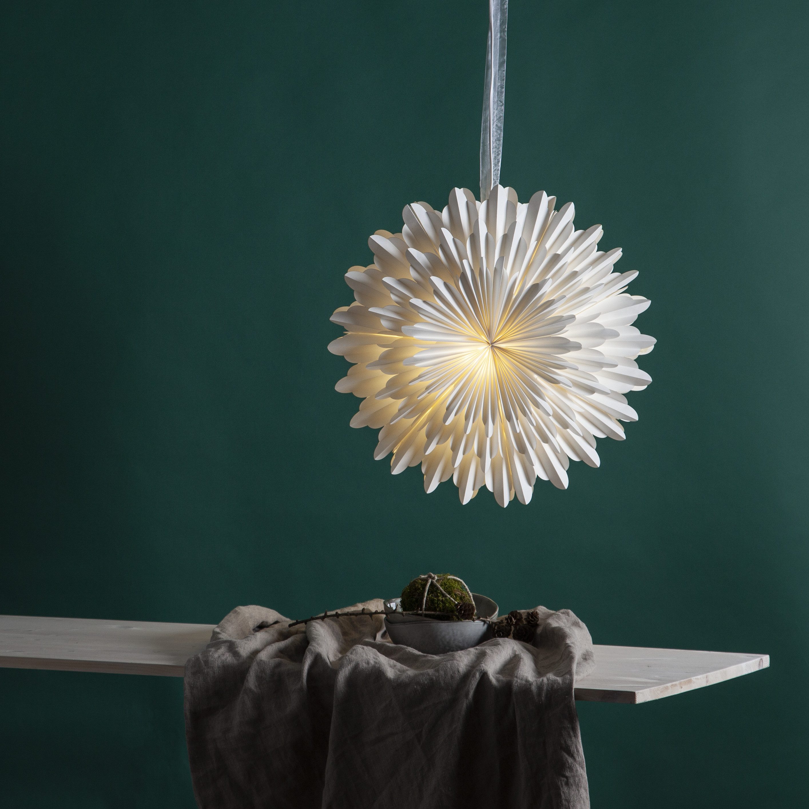 STAR TRADING Hängeleuchte Papierstern Snow, Ø 50 cm, mit 6 Stunden Timer, T günstig online kaufen