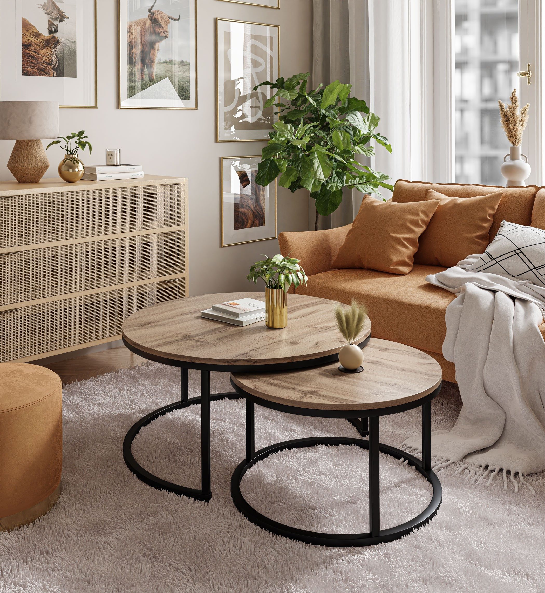 ALLHOUSE24 Couchtisch runder Sofatisch 2 in günstig online kaufen