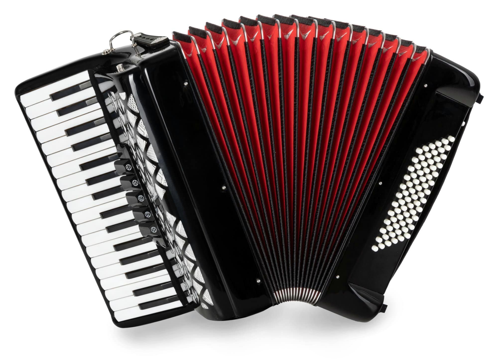 Classic Cantabile Knopf-Akkordeon "Secondo V" - 72 Bass Tastenakkordeon - 3-chörig - 34 Diskanttasten (Schüler-Set, inkl. Tasche, Tragegurte, Notenständer & Schule), inkl. Tasche, Tragegurte, Notenständer & Schule