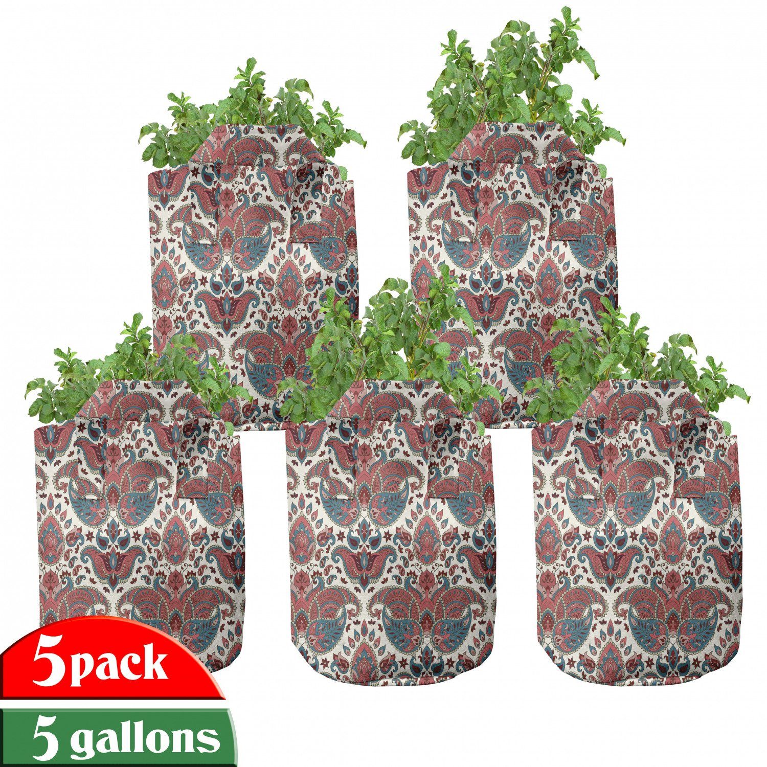 Abakuhaus Pflanzkübel hochleistungsfähig Stofftöpfe mit Griffen für Pflanzen, Paisley Oriental Persisch | Pflanzkübel