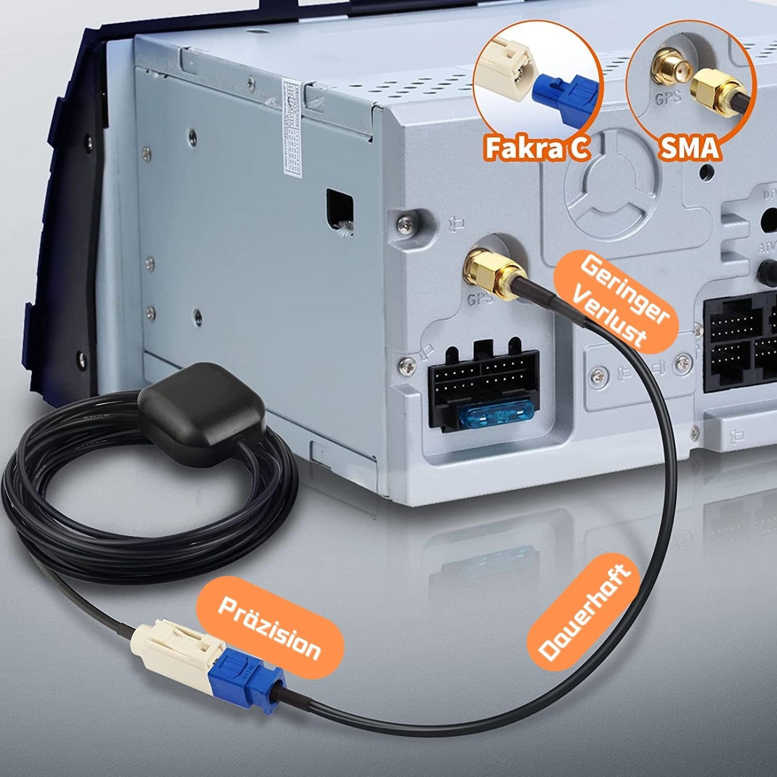 Bolwins H70 GPS Antenne Kabel Stecker Elektro-Kabel, für cm) Adapter (24 Fakra Audi SMA VW auf Skoda