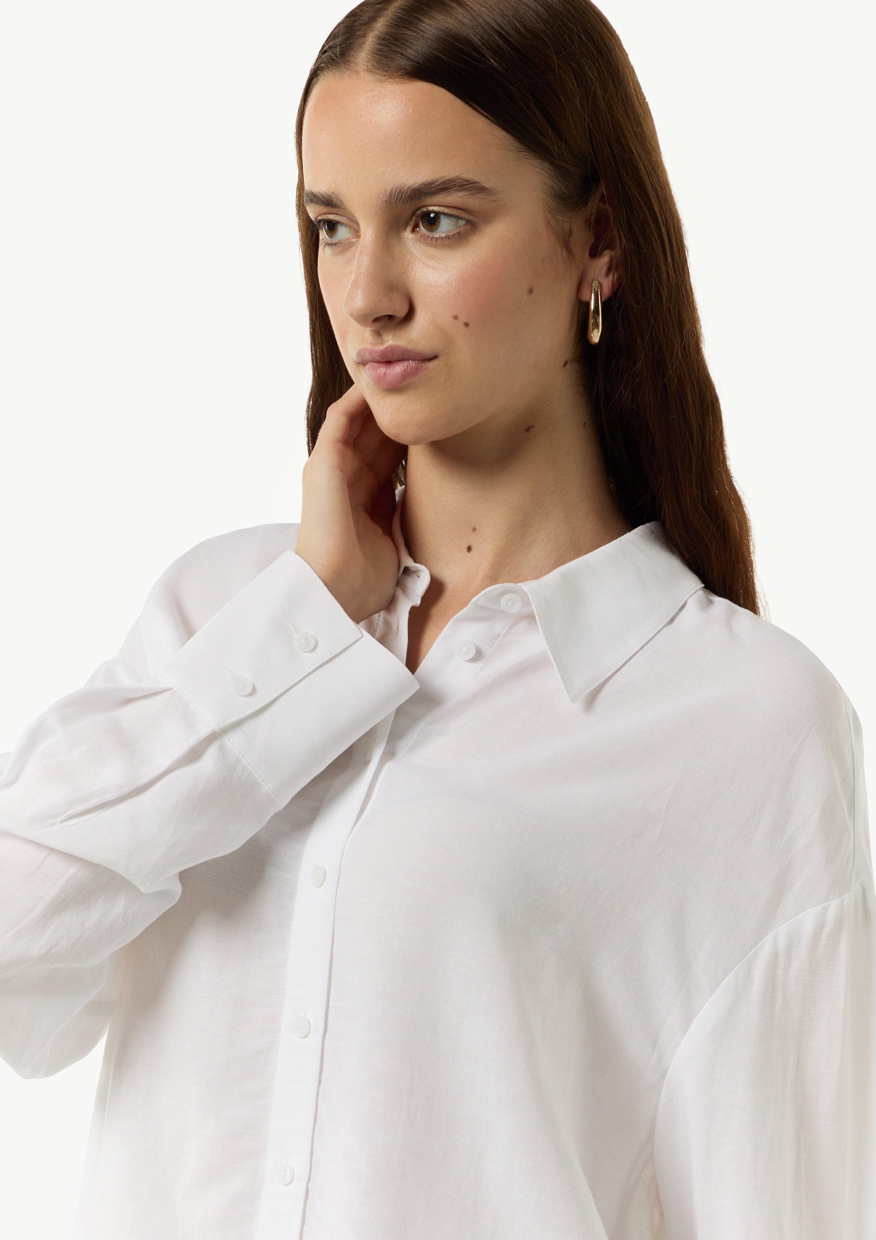 Comma Langarmbluse Tunika-Bluse aus Viskose-Leinen-Mix günstig online kaufen