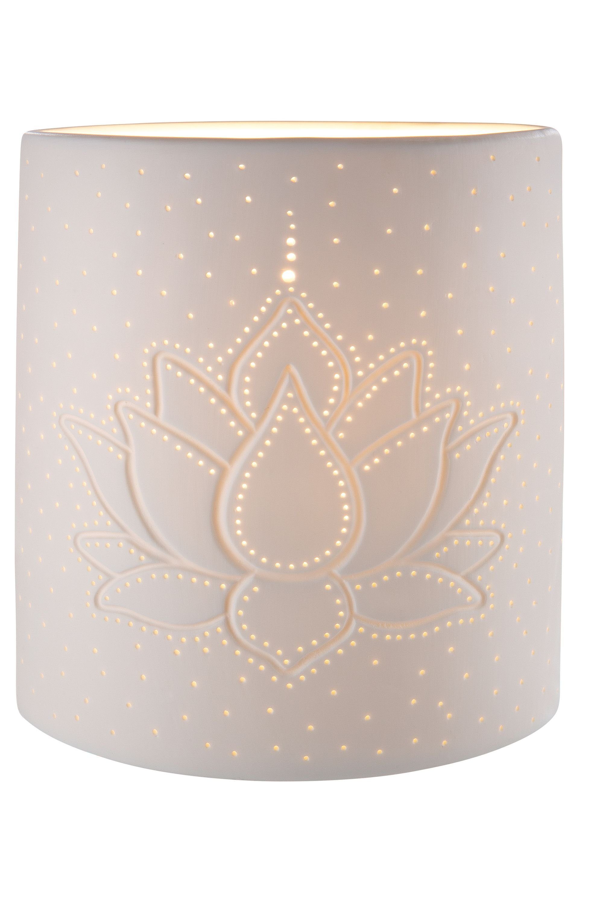 GILDE Tischleuchte GILDE Lampe Lotus - weiß - H. 20cm x B. 17cm