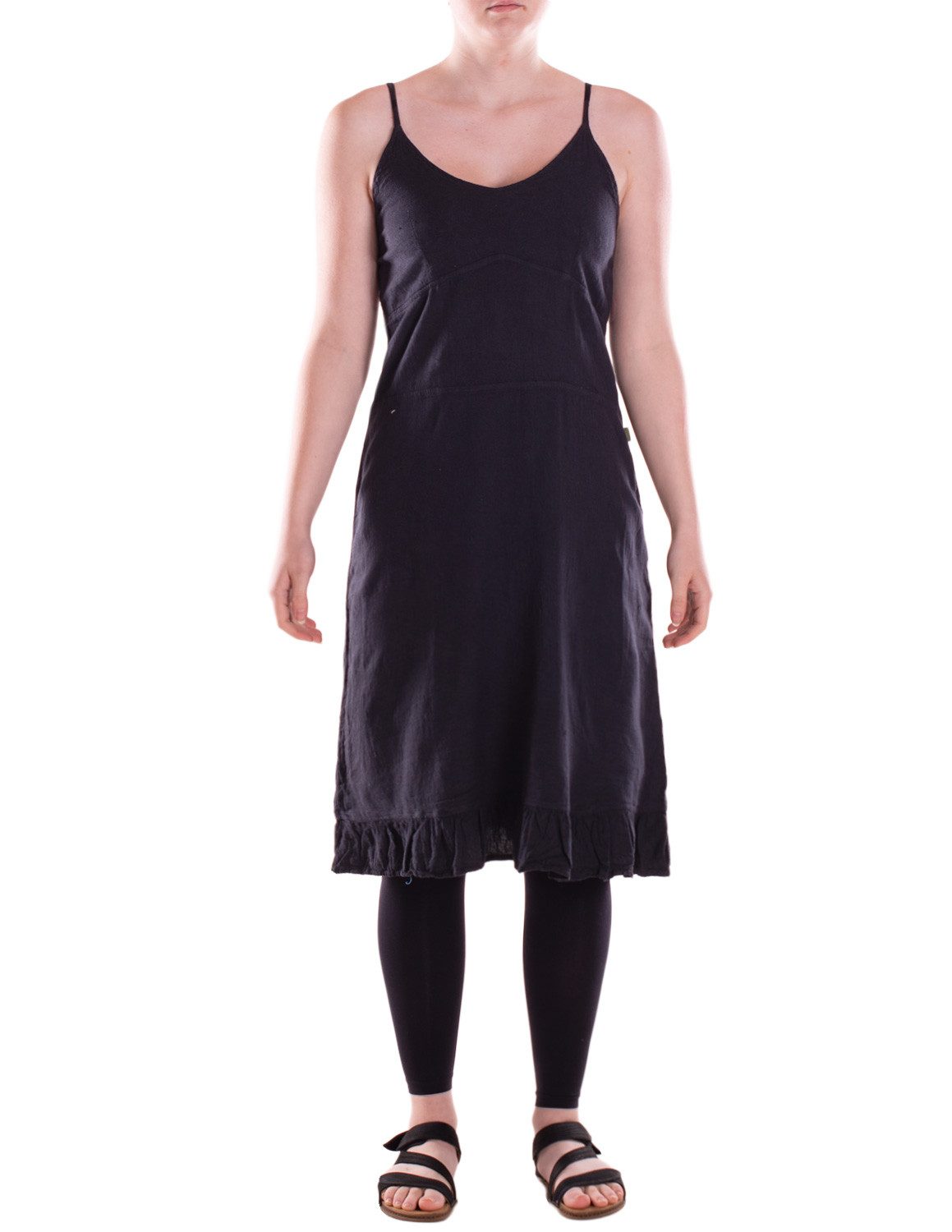Vishes Sommerkleid Damen knielanges Kleid Baumwolle Casual ärmellos Spaghetti-Träger Alternative Bekleidung, Ethno, Hippie, Retro Style