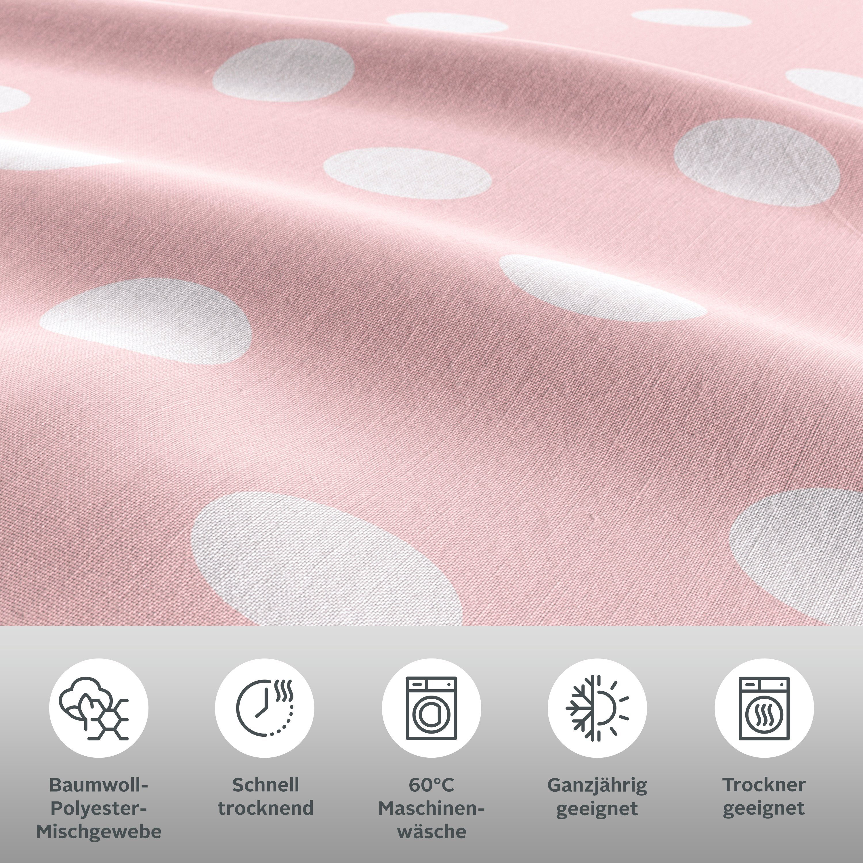 OTTO home Wendebettwäsche Dots, Polycotton recycelt, 2 teilig, ab Größe 135x200 cm, aus recyceltem Material, Bettwäsche mit Punkten