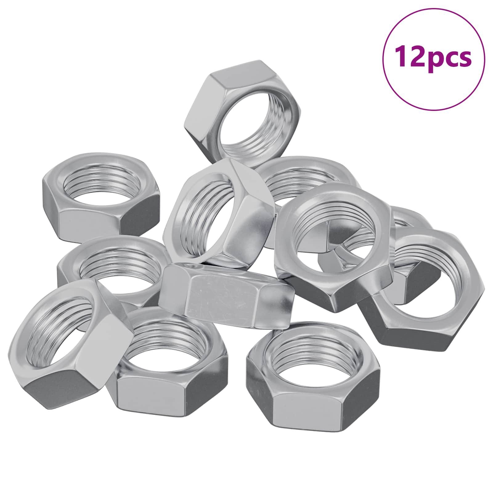 vidaXL Muttern Sechskantmutter 12 pcs Silber M6 Metall, (12-St)