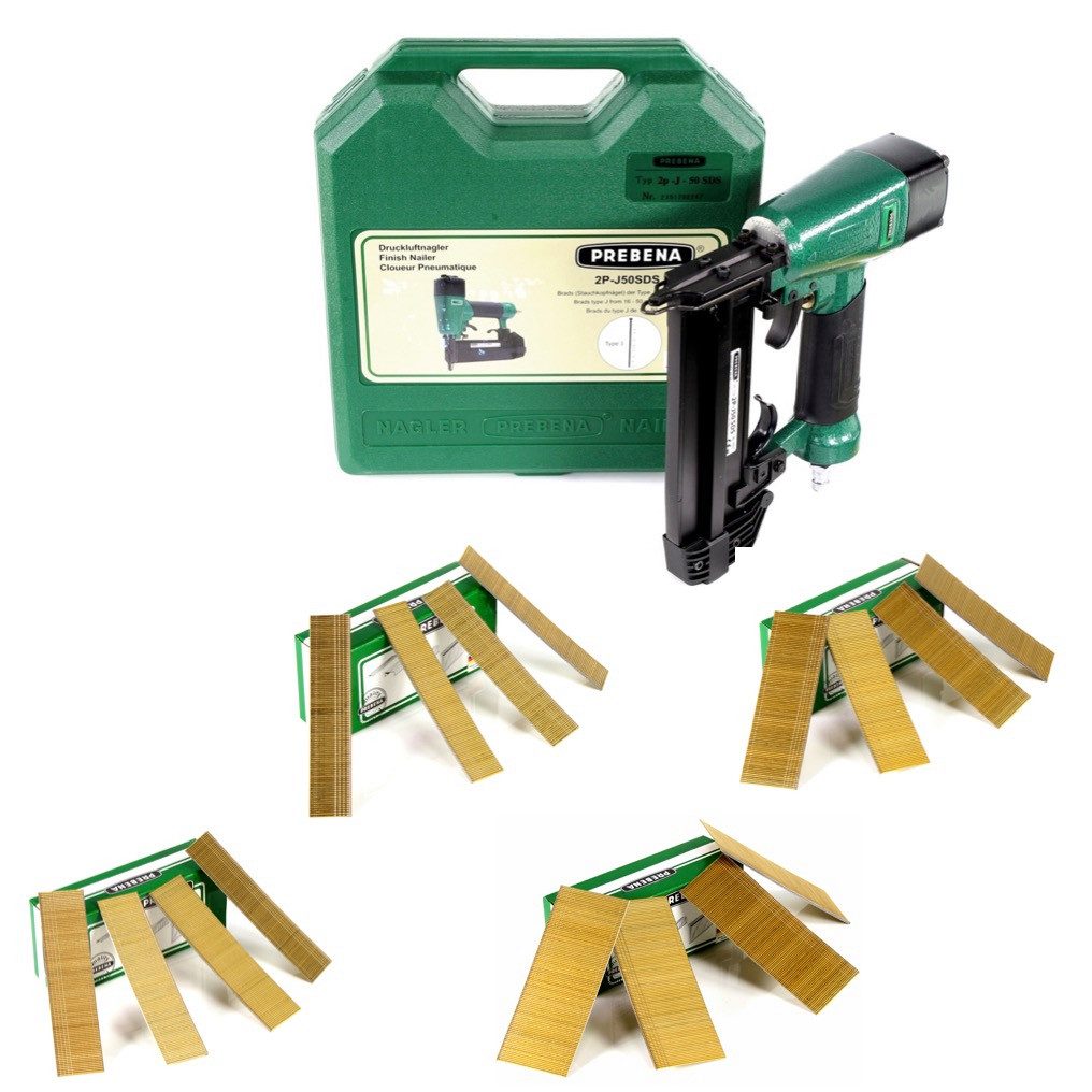 Prebena Druckluft-Nagler 2P-J50SDS Luftdruck Druckluftnagler 5-7 bar im Transportkoffer + Stau