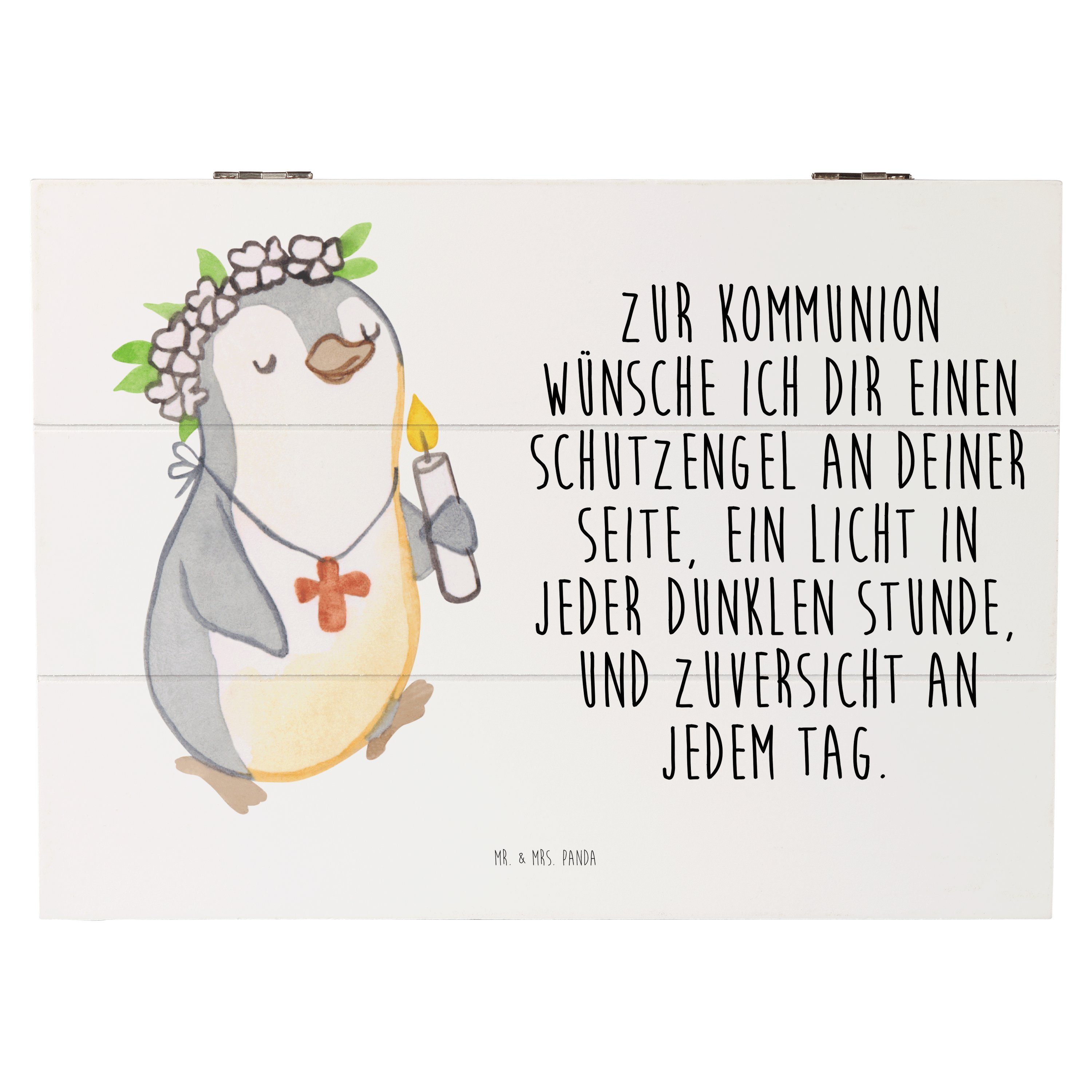 Mr. & Mrs. Panda Dekokiste Pinguin Kommunion Mädchen - Weiß - Geschenk, Alles Gute, Erinnerungsb (1 St)