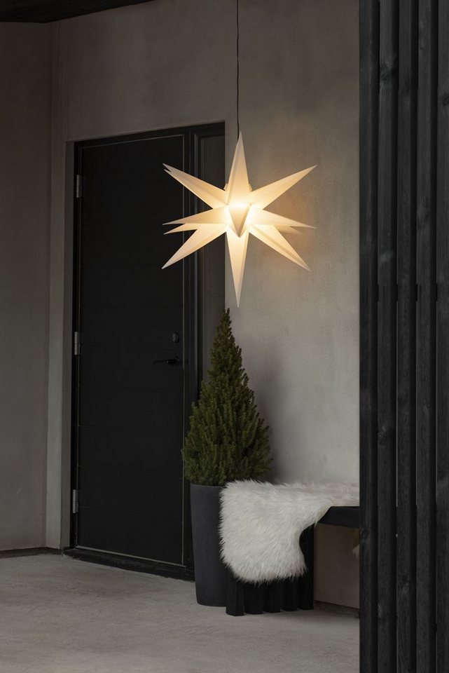KONSTSMIDE Dekolicht Weihnachtsdeko aussen, LED fest integriert, Warmweiß,  Weißer 3-D Kunststoffstern, inkl. Leuchtmittel