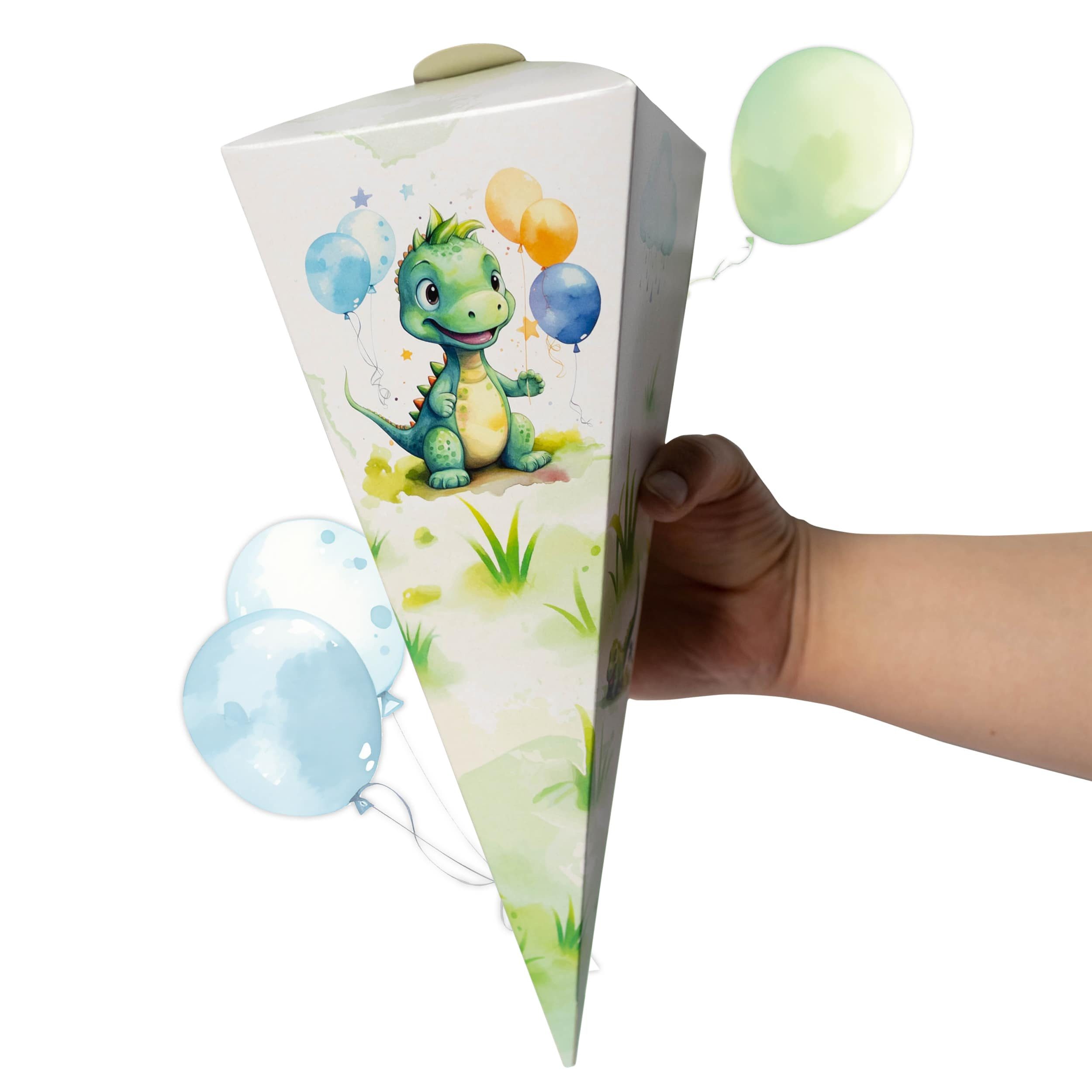 TOBJA Schultüte Kleine Geschwister Schultüte Dino - Zuckertüte Jungen oder Mädchen, Mini Schultüte im Dinosaurier Design Schulanfang