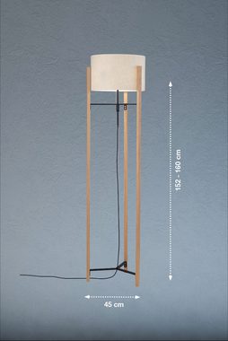 FISCHER & HONSEL Stehlampe SHINE-WOOD, Ein-/Ausschalter, ohne Leuchtmittel, Made in Germany, langlebige LED