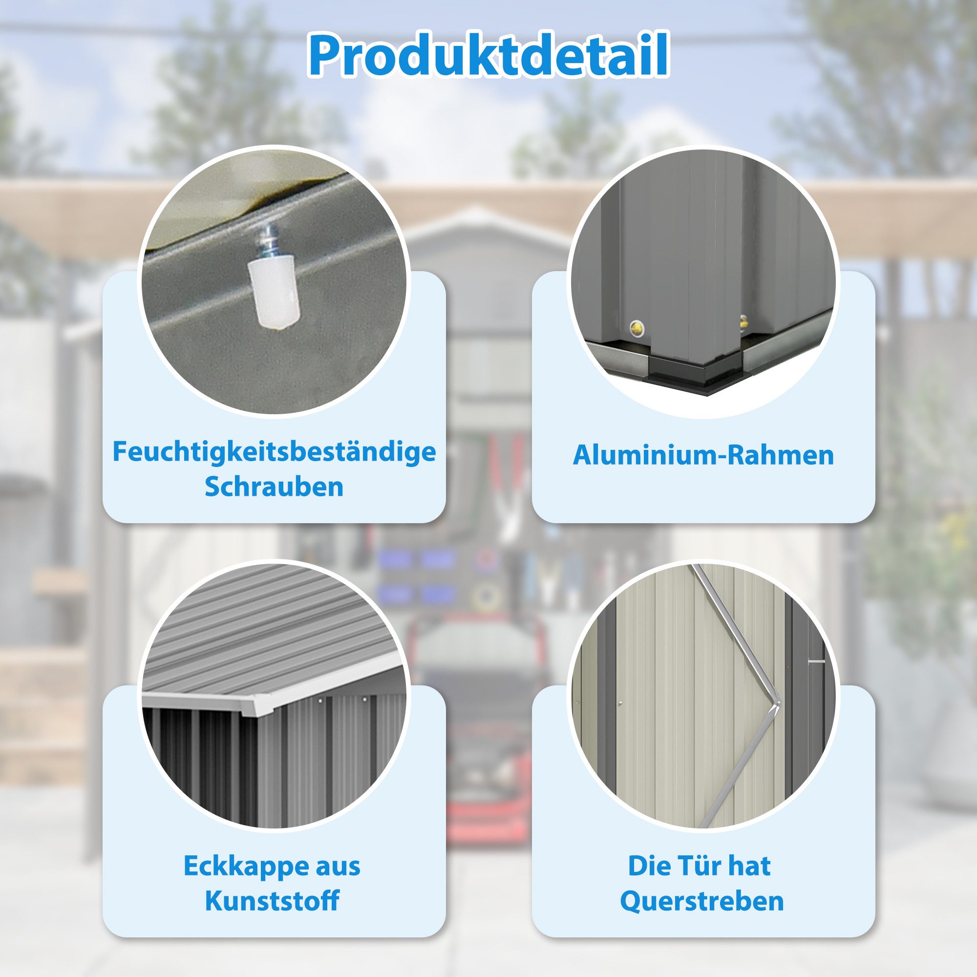 Thanaddo Gartenhaus Metall Gerätehaus Geräteschuppen Inkl. Metallfundament, (Mehr Leben im Garten), inkl. Fundament aus Metall (ohne Boden)