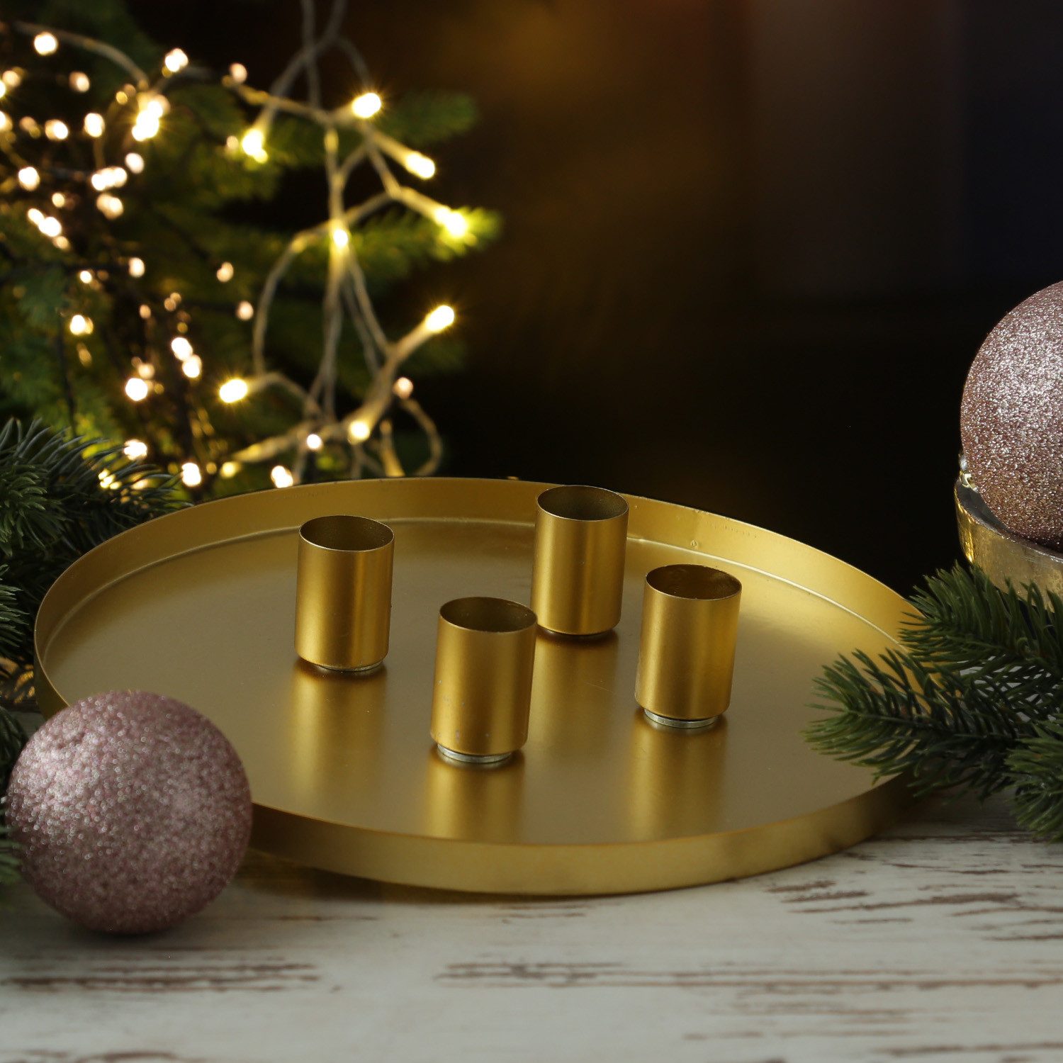MARELIDA Kerzentablett Stabkerzenhalter magnetisch Kerzenständer D: 25cm Kerzentablett Advent