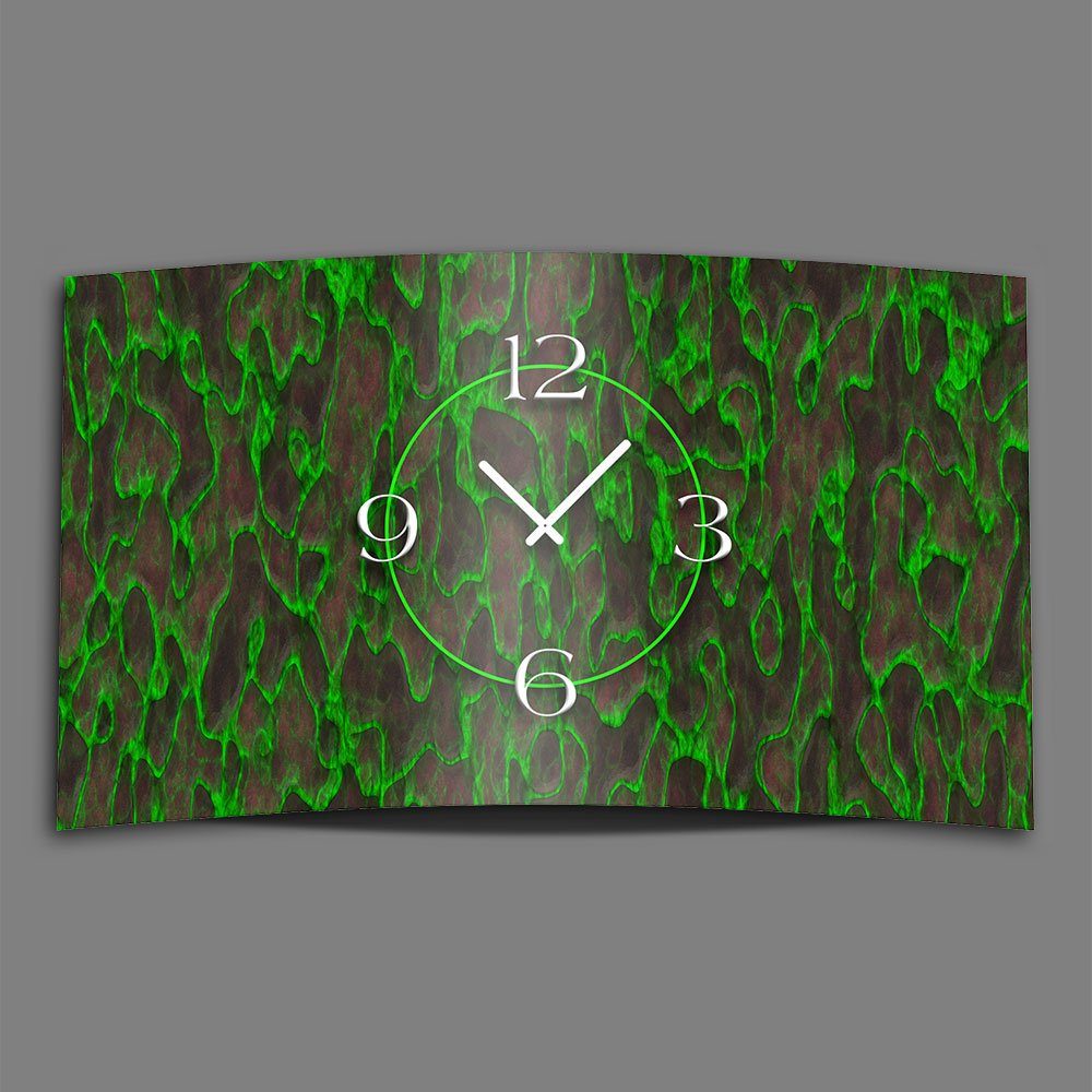 dixtime Wanduhr (Einzigartige Abstrakt anthrazit Designer Design Wanduhren 3D-Optik Alu-Dibond) 4mm grün aus Wanduhr modernes