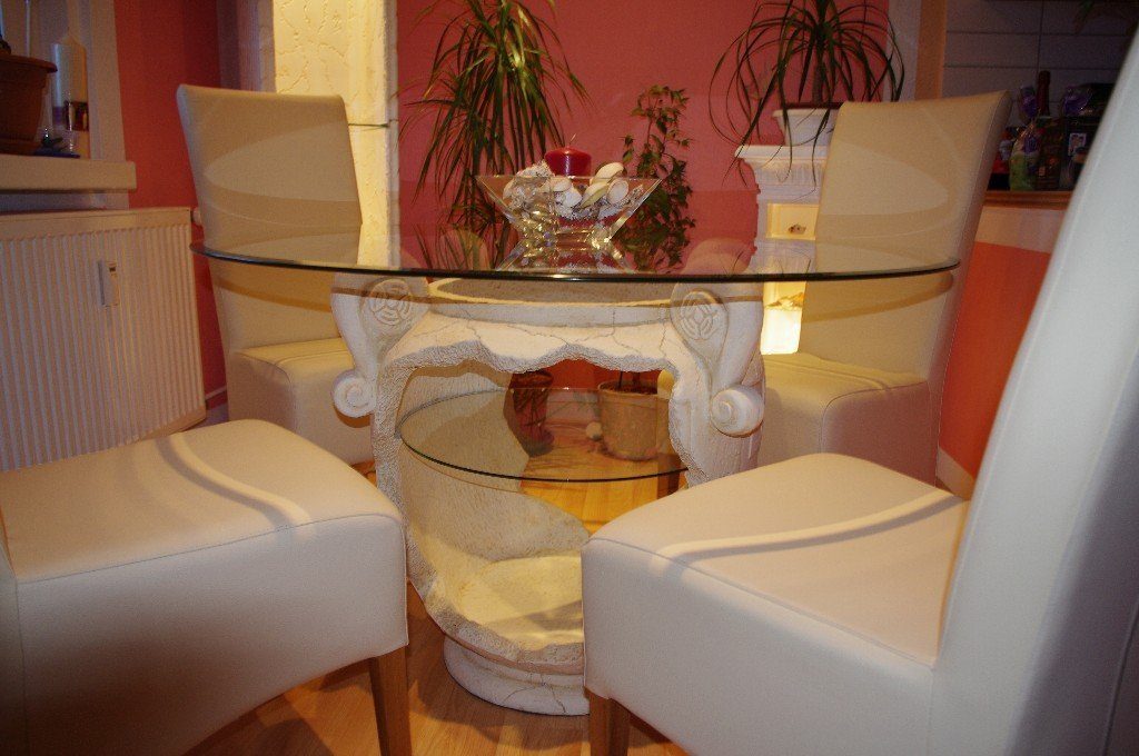 Tafeltisch Esstisch Säulen-Esstisch Amphore Antikes Küchentisch runder Wohndesign