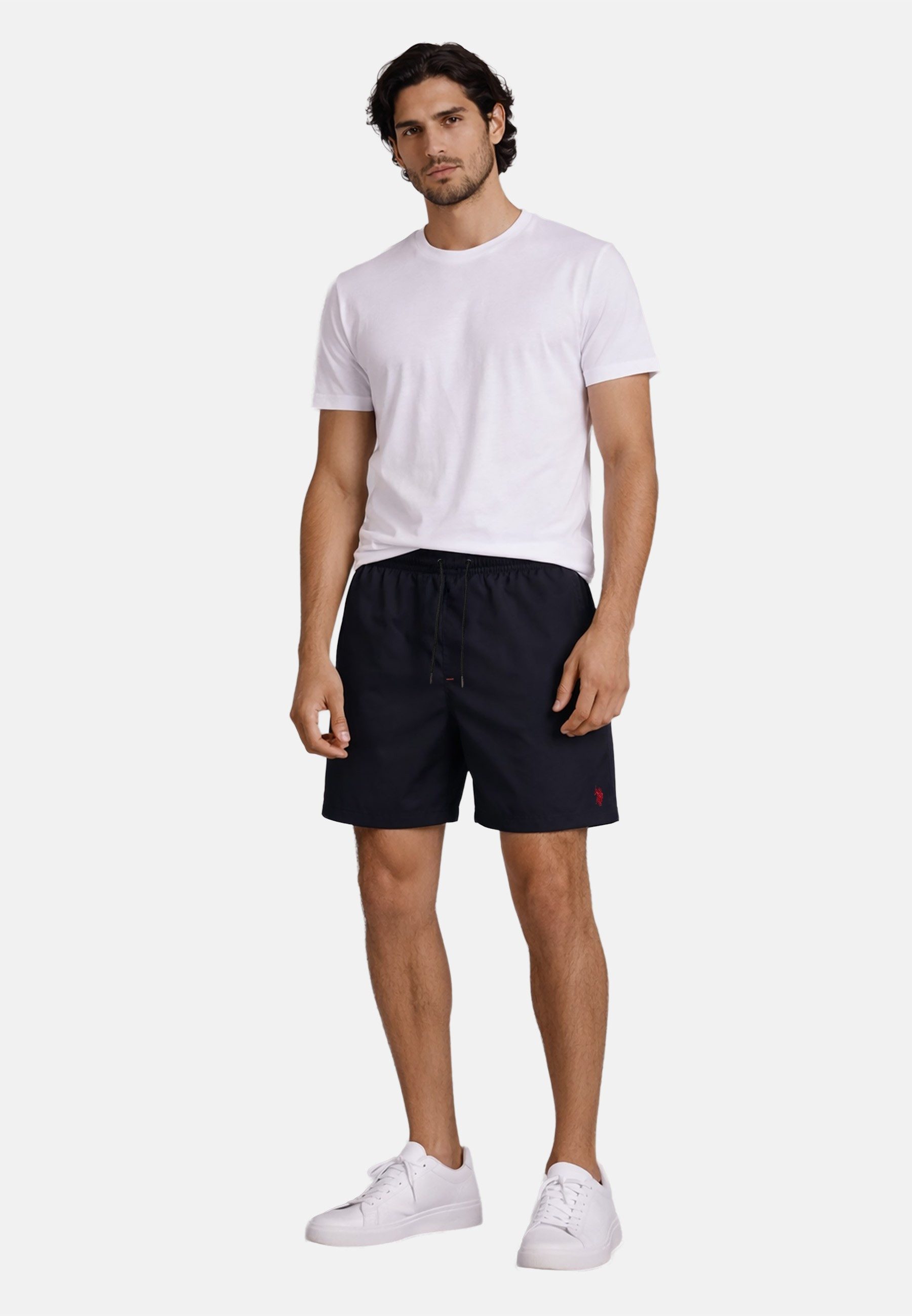 U.S. Polo Assn. Badeshorts USChrys - Schwimmshorts mit Netzfutter und Kordelzug Leichte Badehose mit elastischem Bund und Allover-Logo