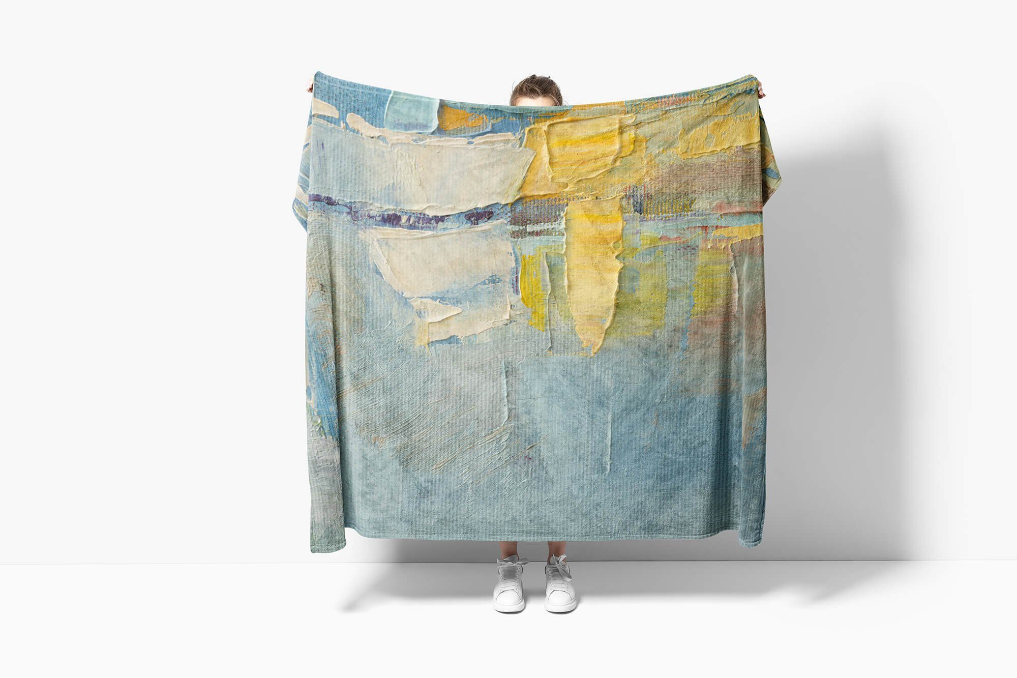 Saunatuch Sinus Art (1-St), Baumwolle-Polyester-Mix Strandhandtuch Kuscheldecke Handtuch Nahaufnahme, Fotomotiv mit Abstrakt Farbe Handtücher Handtuch