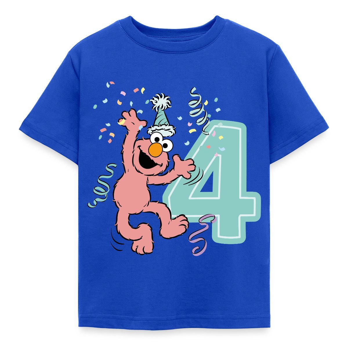 T-Shirt Sesamstraße Geburtstagdesign Mit Elmo Vier Jahre Kinder T-Shirt