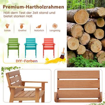 KOMFOTTEU Gartenstuhl (2er Set), Balkonstuhl aus Hartholz bis 100kg belastbar