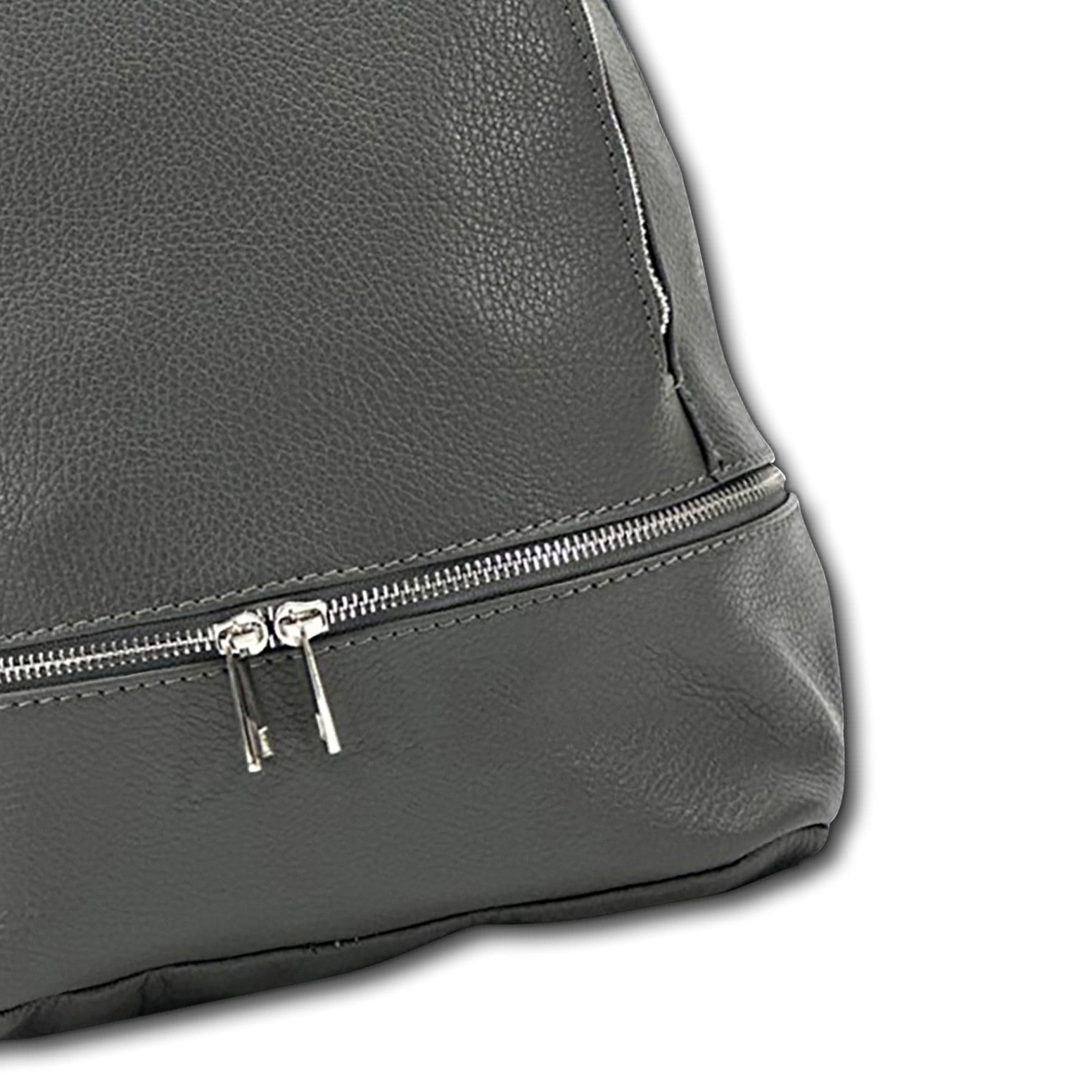 FLORENCE Cityrucksack Florence Rucksack Damen Echtleder, Damen Leder Cityrucksack, grau ca. 32cm