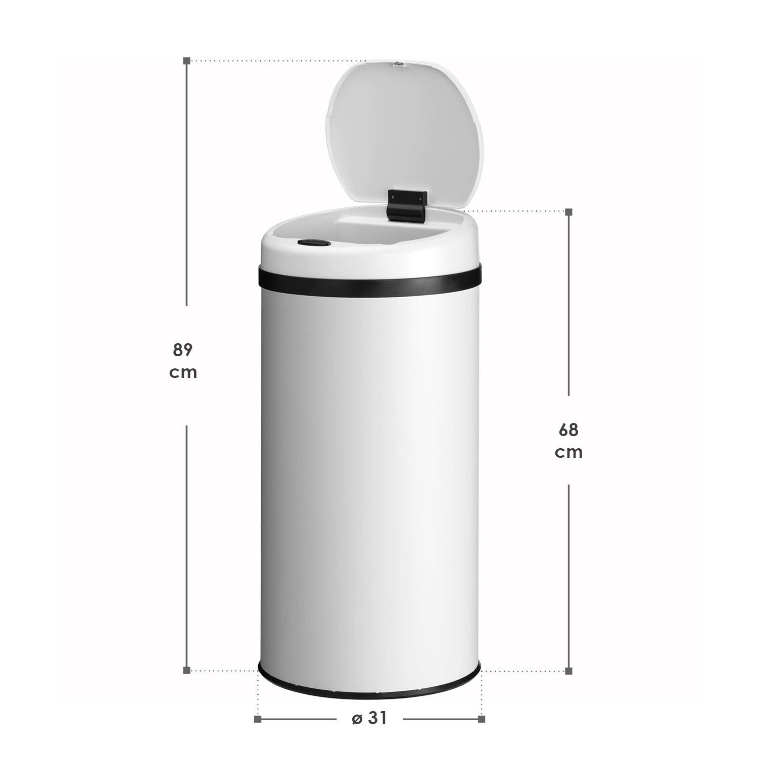 Juskys Mülleimer, Schließen, mit Weiß / L Öffnen geräuscharmes 40 rostfrei Volumen, Sensor