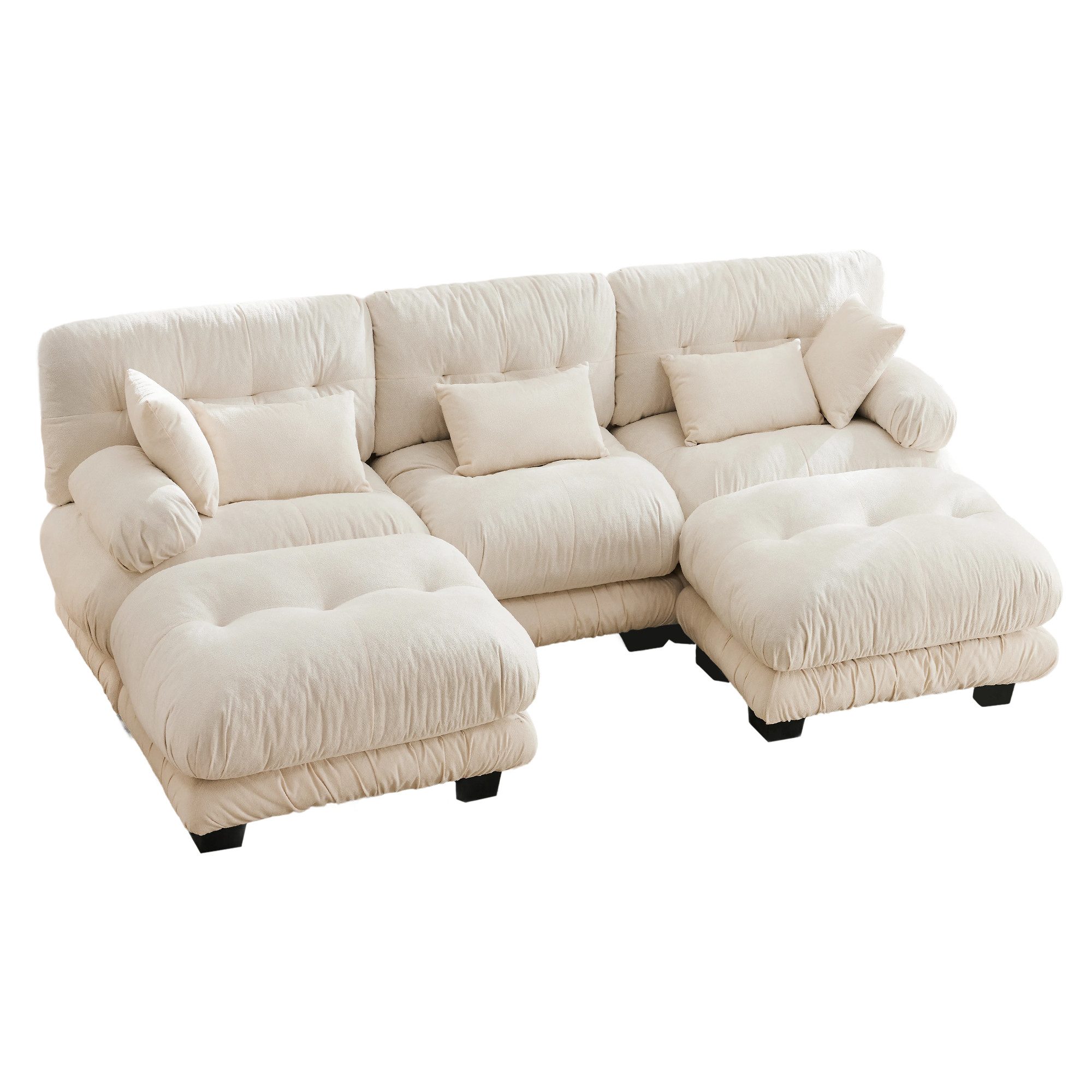 KLAM HOME Sofa Ecksofa Loungesofa 5-Sitzer-Sofa mit 2 Beweglicher Hocker,Ve günstig online kaufen