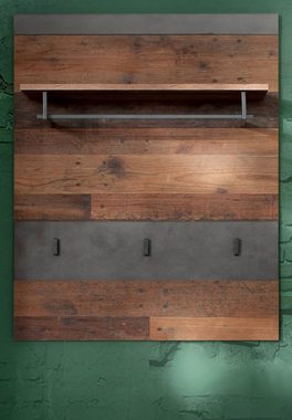 trendteam Garderobenpaneel Indy (Wandgarderobe in Used Wood und grau, 80 x 105 cm), Altholz Optik