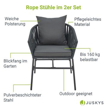 Juskys Gartenstuhl, wetterfest, bis zu 160 kg belastbar, inkl. Sitz und Rückenkissen