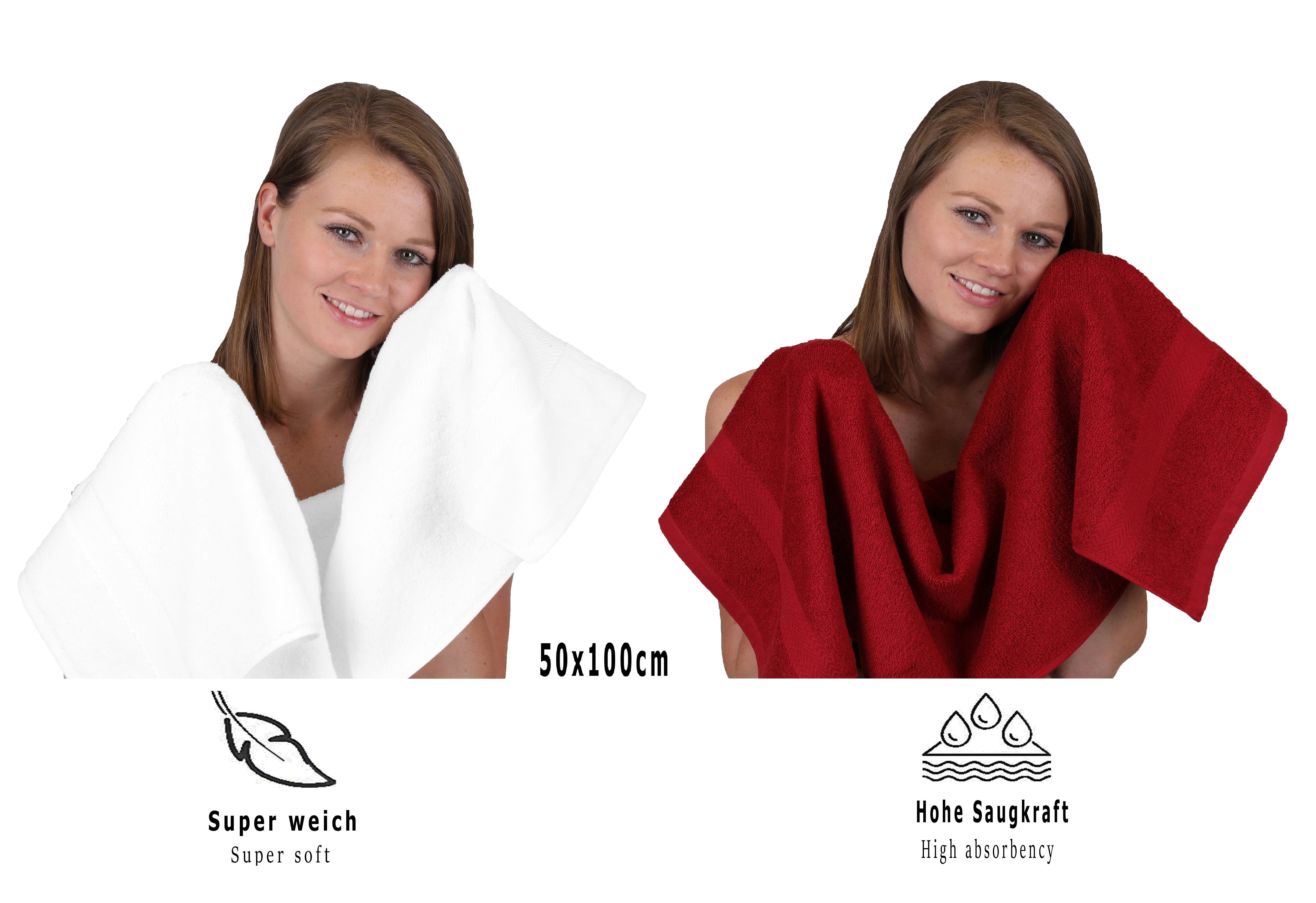 weiß/rubinrot, Set Set Farbe Baumwolle, 12-TLG. Handtuch 100% (12-tlg) Handtuch Premium Betz
