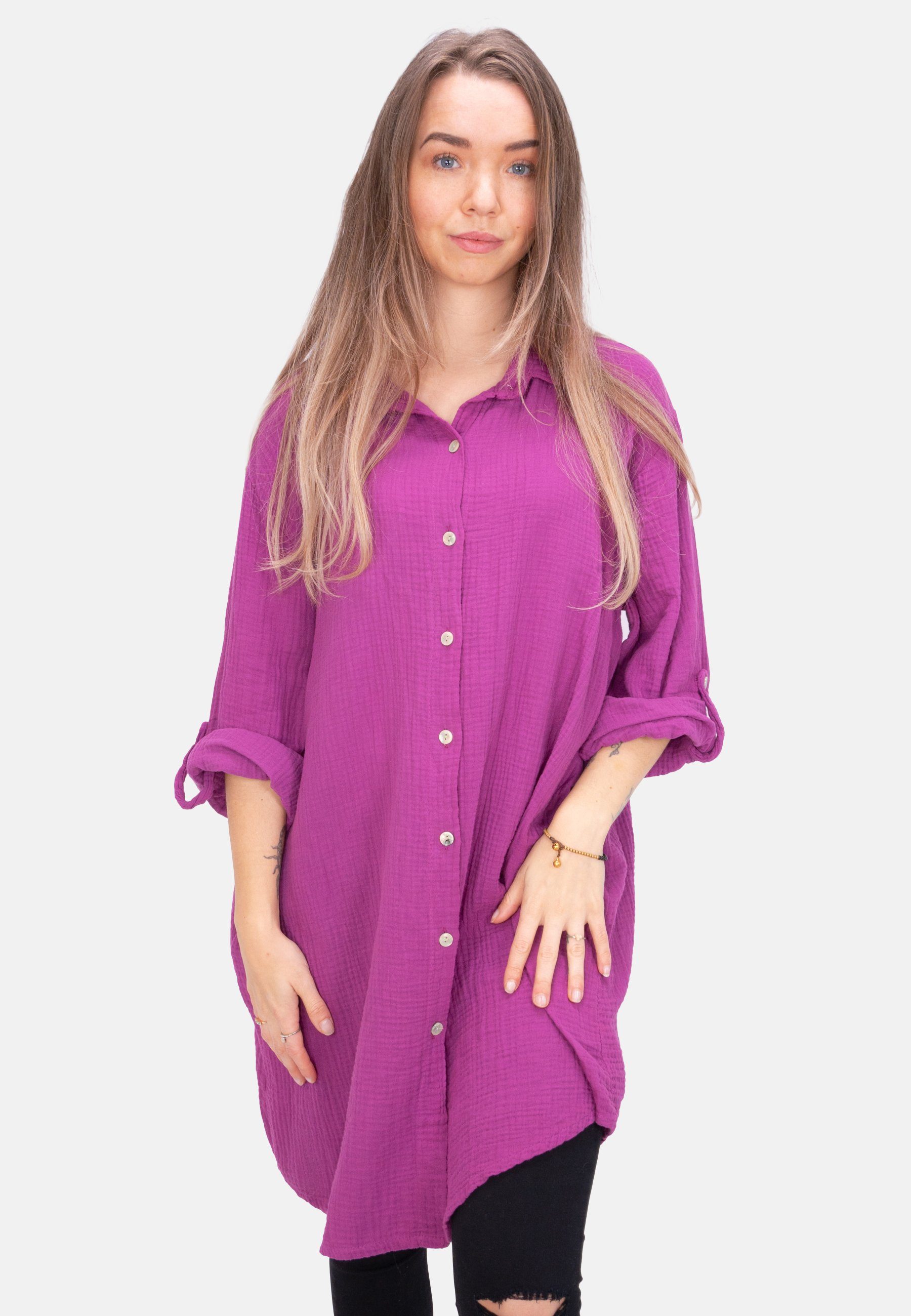 Seasons of April Hemdbluse Oversized Musselinbluse günstig online kaufen