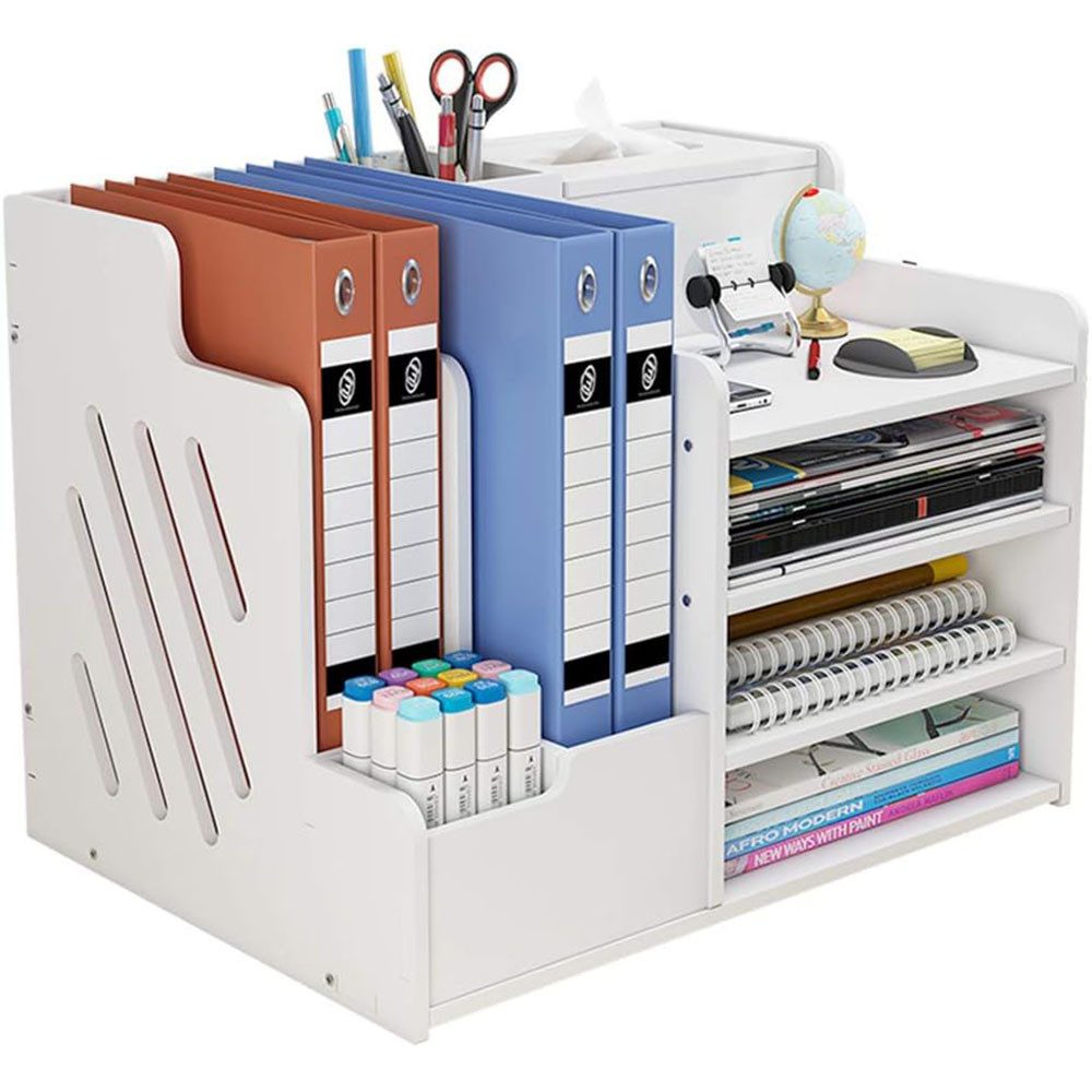 TUWENA Schreibtischaufsatz Schreibtisch-Organizer mit Schublade und Stifthaltern, DIY-Bürobedarf, A4-Papier-Dokumentensortierer für büro Schreibtischutensilien