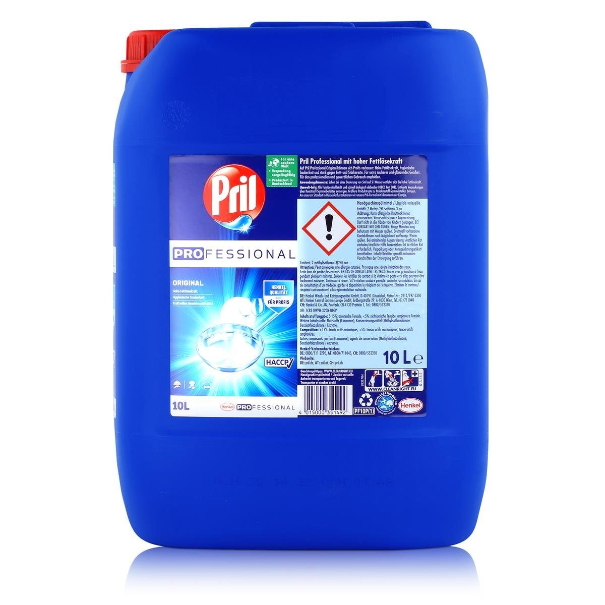 PRIL Pril Pro Professional Original Spülmittel 10L - Hohe Fettlösekraft (1e Geschirrspülmittel
