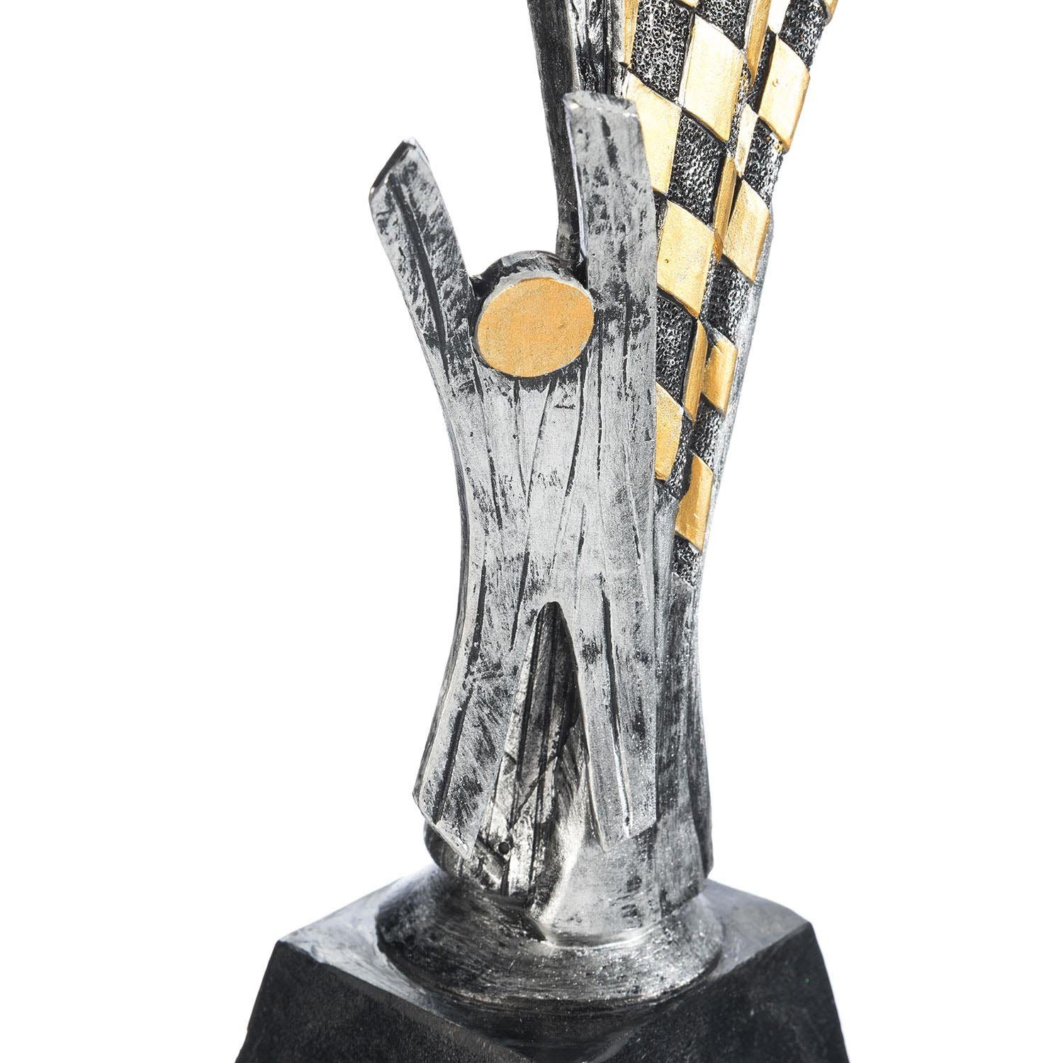 Goods+Gadgets Dekoobjekt Rennsport Trophäe 26 cm – Motorsport Siegerpokal mit Gravur & Dekor (Motorsport Sieger-Pokal, 26 cm), Sieges-Statue – Bild 3 von 5