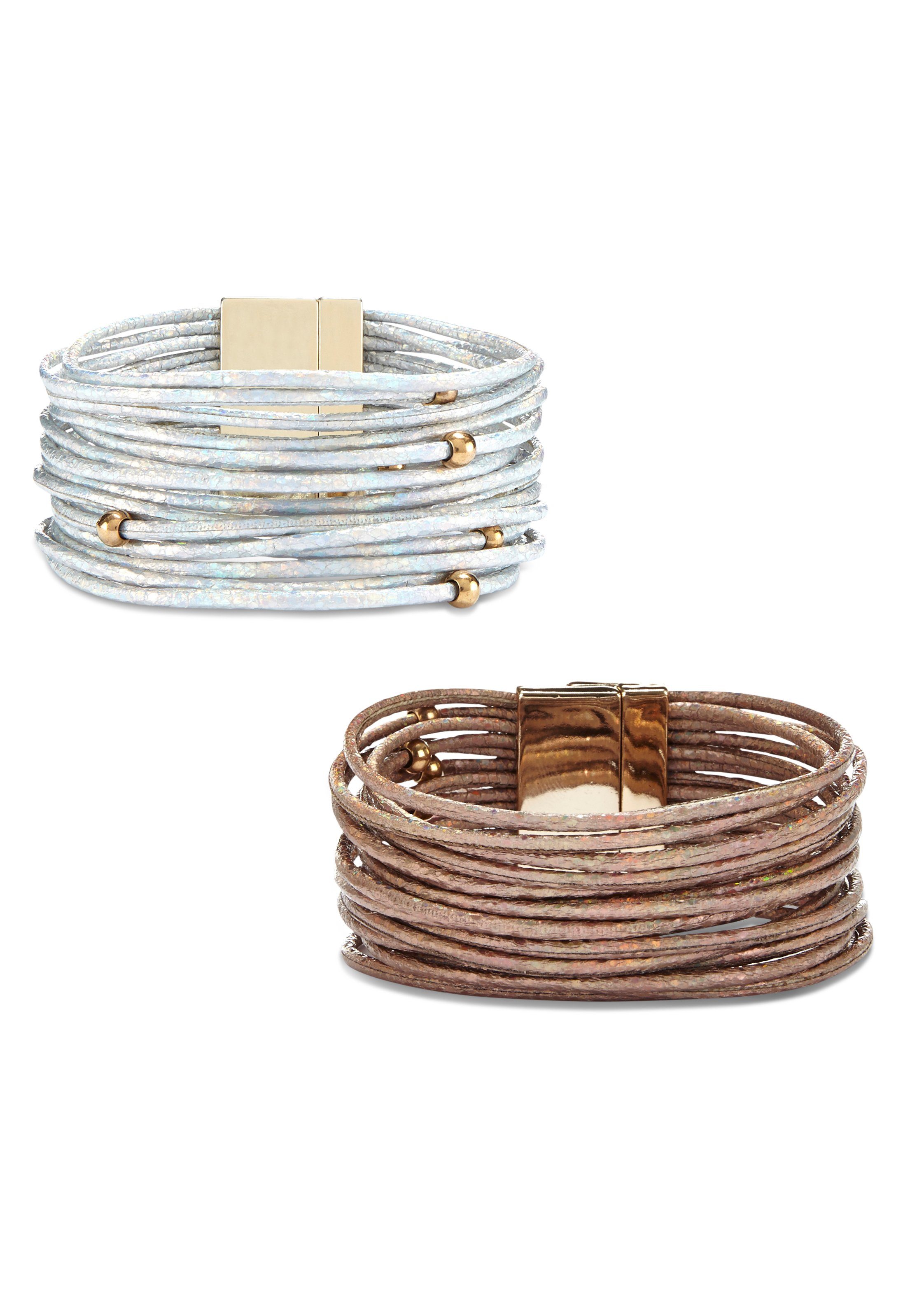 LASCANA Armband Set Wickelarmband (2-tlg), in Layer Optik mit Perlen, Magnetarmband, Браслет-ланцюжок Set
