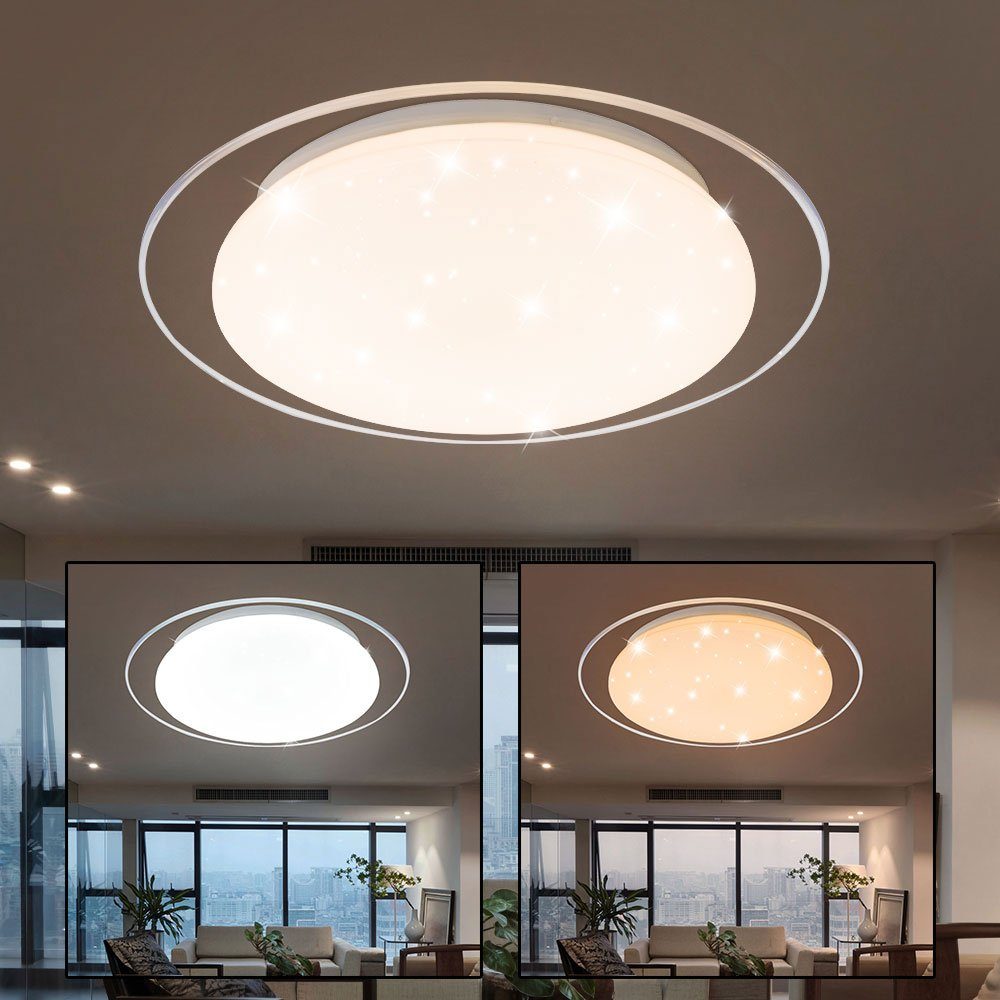 GLOBO LIGHTING LED Deckenleuchte, LED-Leuchtmittel fest verbaut, Kaltweiß, Warmweiß, Neutralweiß, Tageslichtweiß, Farbwechsel, Deckenleuchte Deckenlampe LED Wohnraumleuchte Sterneneffektlampe mit