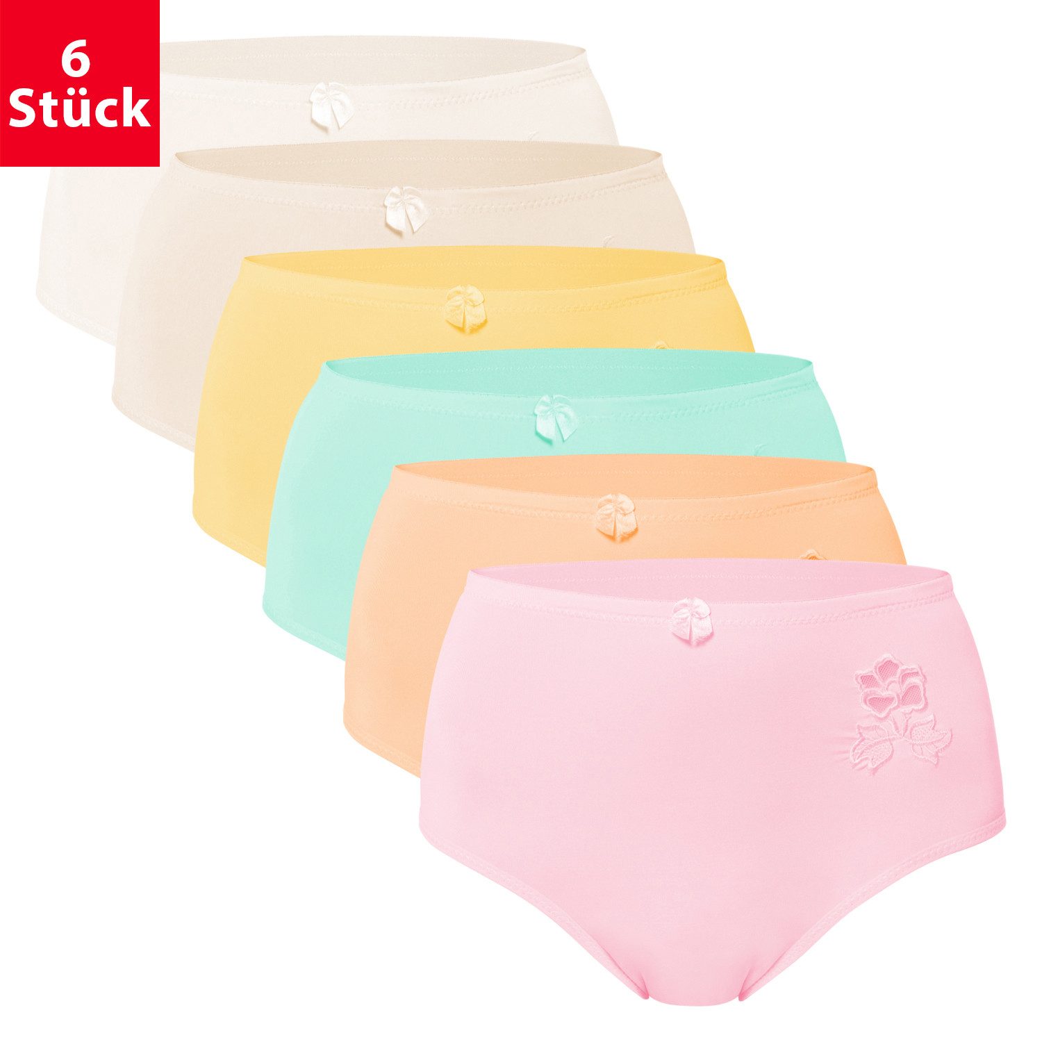 celodoro Slip Damen Taillenslip (6er Pack) Microfaser-Slip mit Stickerei